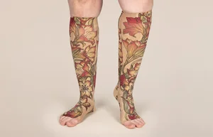Lily Beige printed LympheDIVAs knee-high compression socks