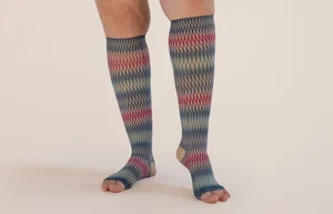 Jam printed LympheDIVAs knee-high compression socks