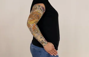 Lotus Dragon Tattoo printed LympheDIVAs compression arm sleeve