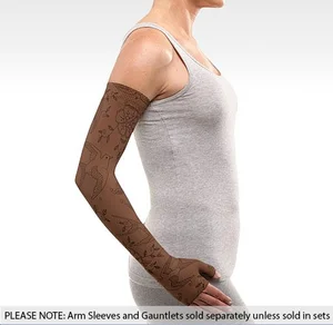 Bird Henna Chestnut printed Juzo Soft compression arm sleeve