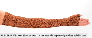 Paisley Henna Cinnamon printed Juzo Soft compression arm sleeve