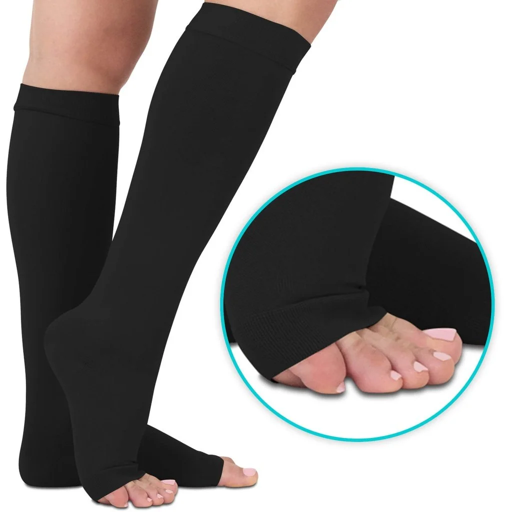 [SUP3082BLKS] Knee High Open Toe Compression Stockings 15-20mmHg (Small, Black).jpg