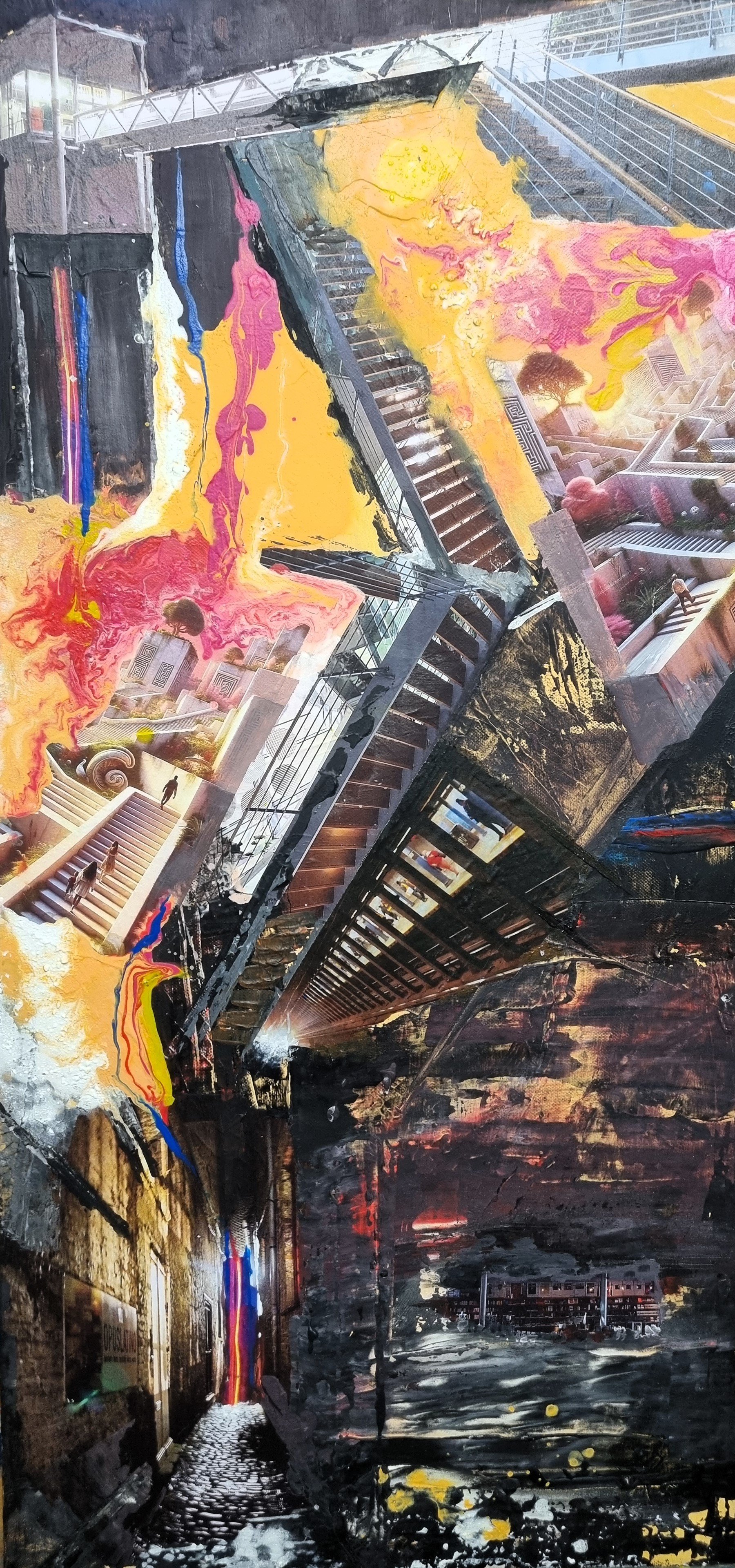 Odyssée du dédale onirique 120x60 technique mixte 