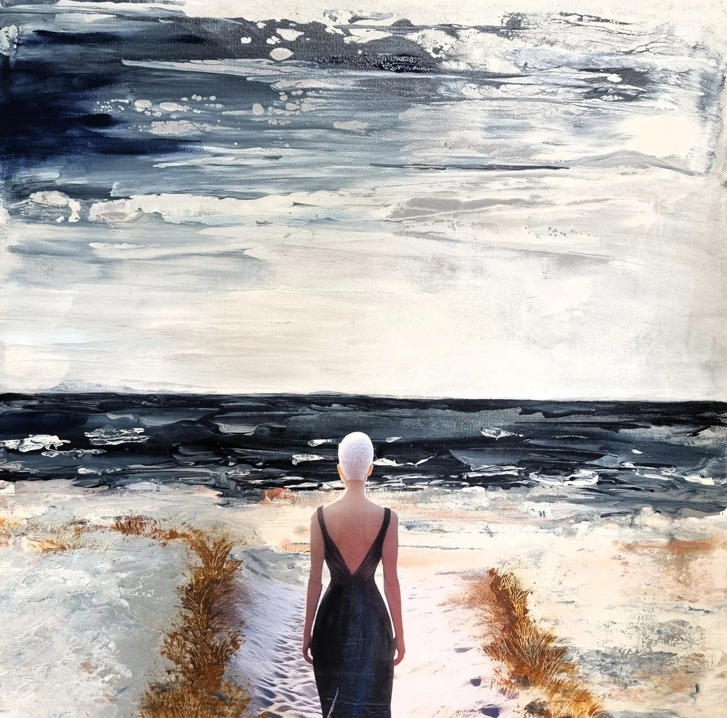 Face à la mer 50x50 Technique mixte 