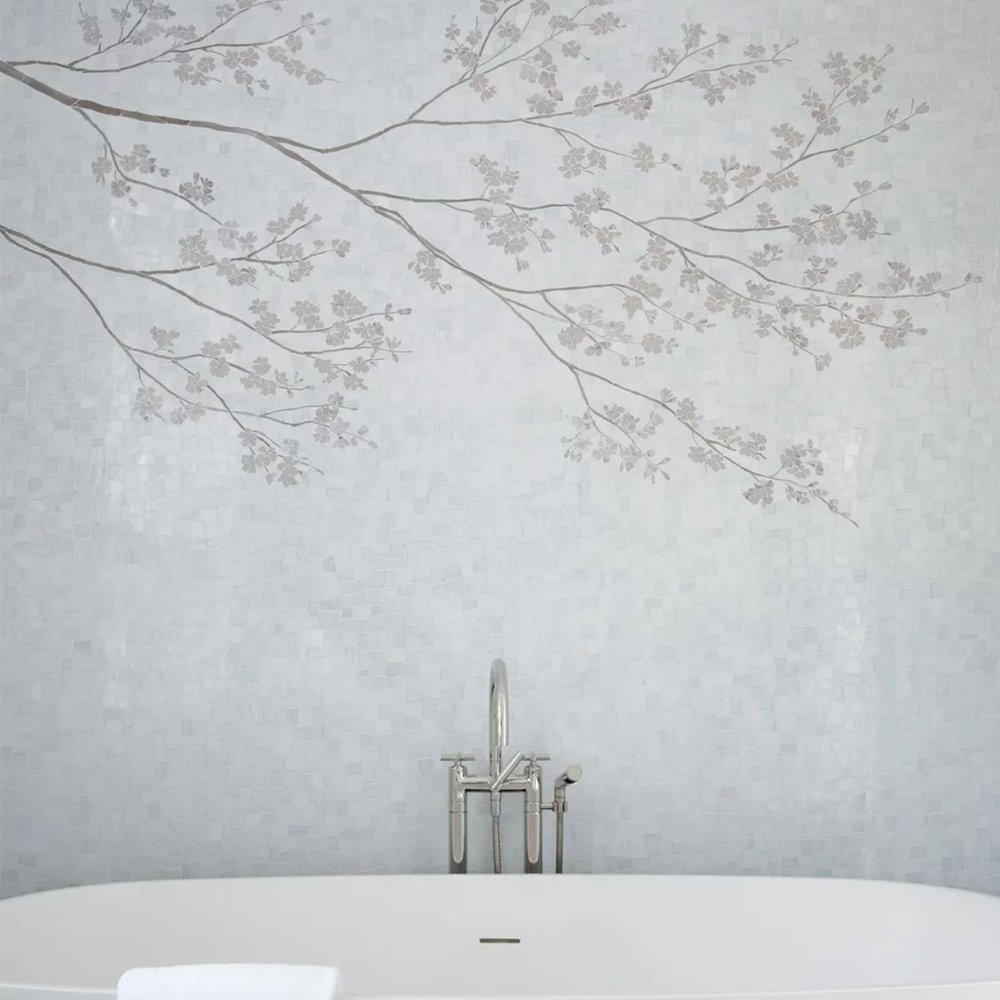 Cherry Blossom Mosaic White