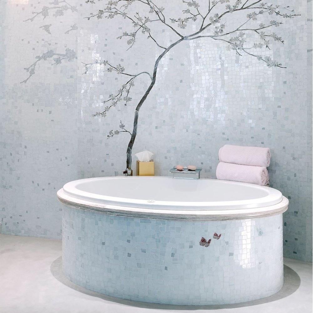 Cherry Blossom Mosaic Grey