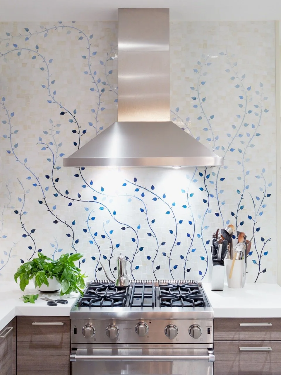 Blue Vines Kitchen Mosaic