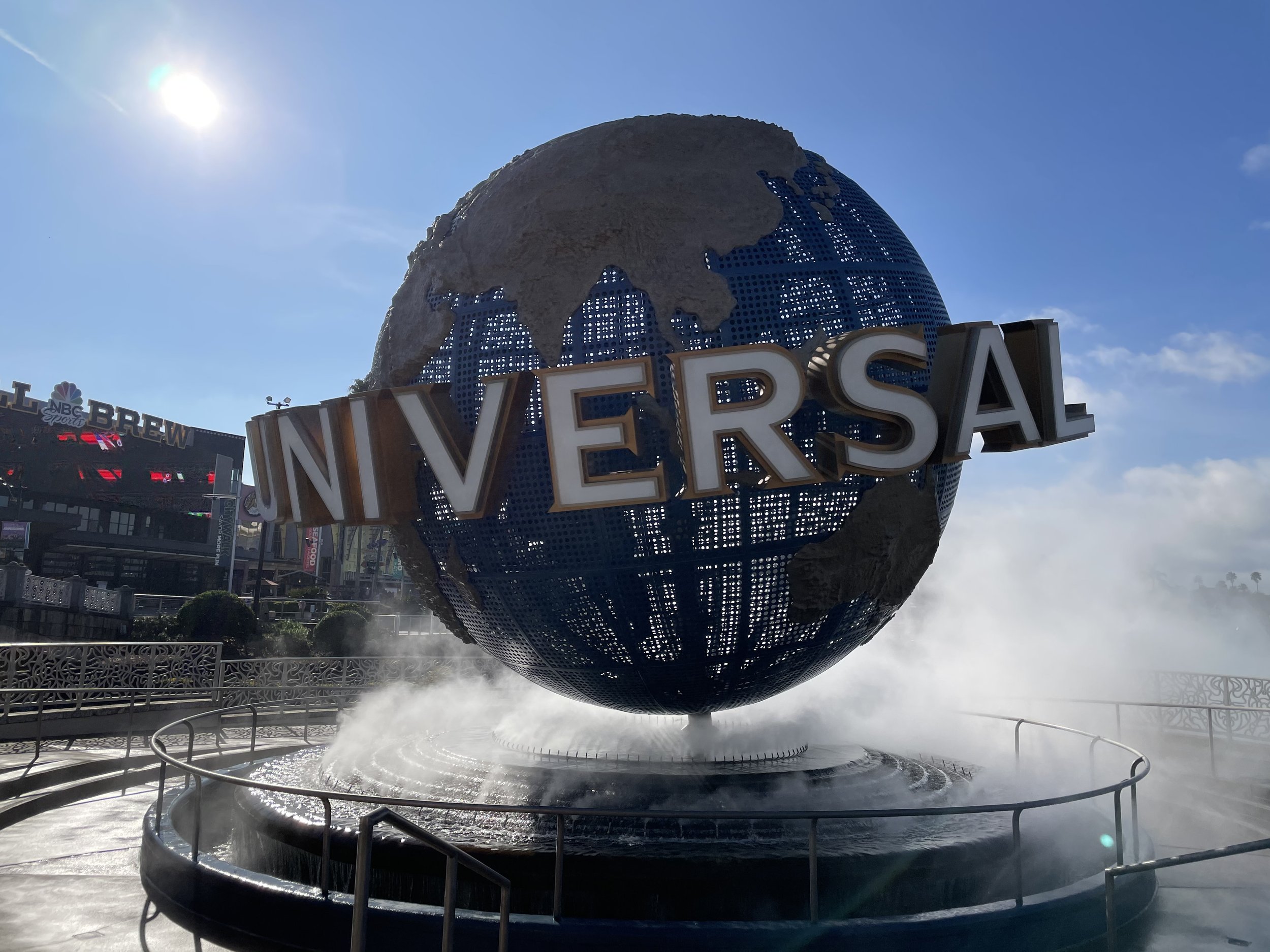 Universal Studios logo ball water fountain