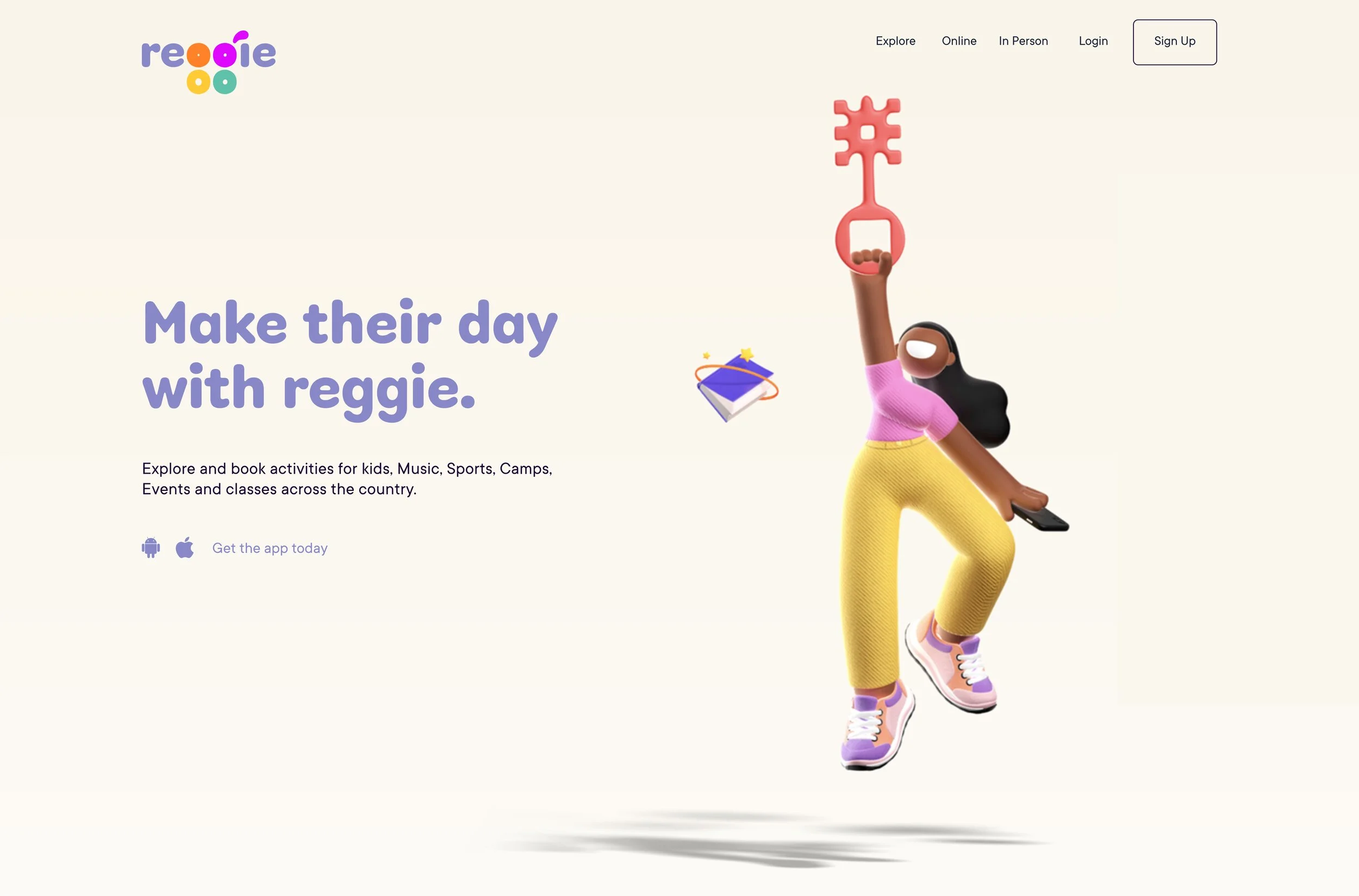 Landing page and web design for reggie app