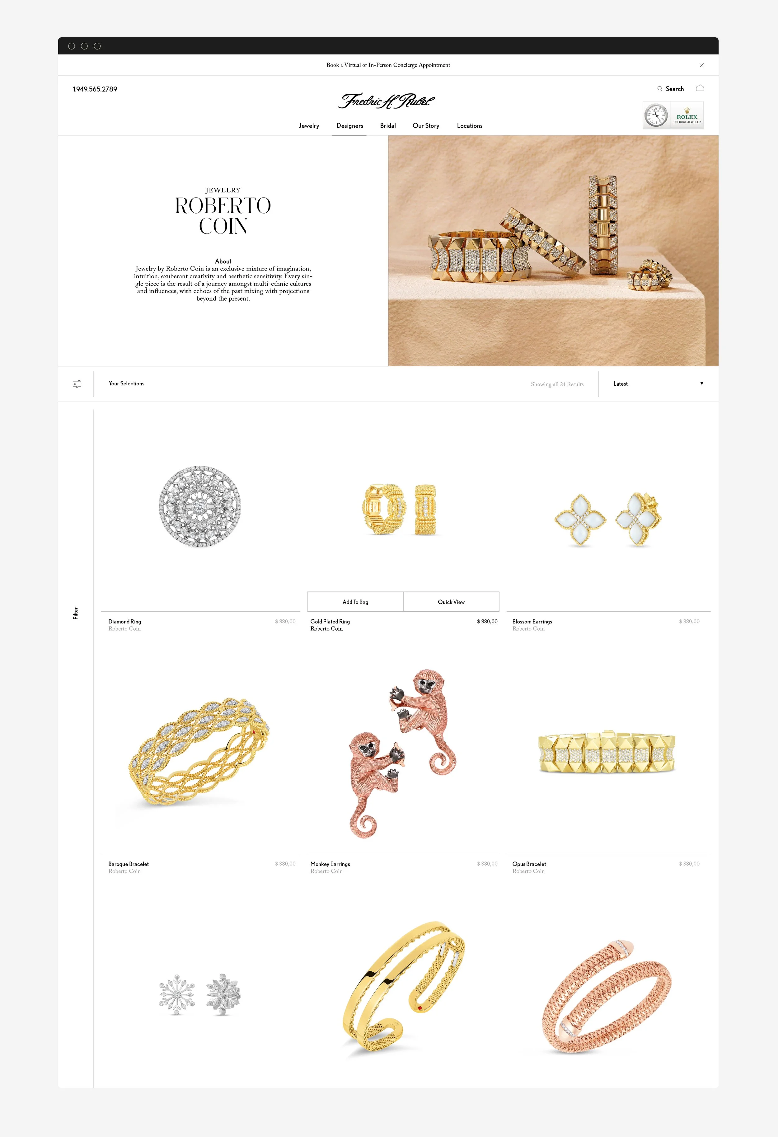 website design and brand identity for jewelry shop