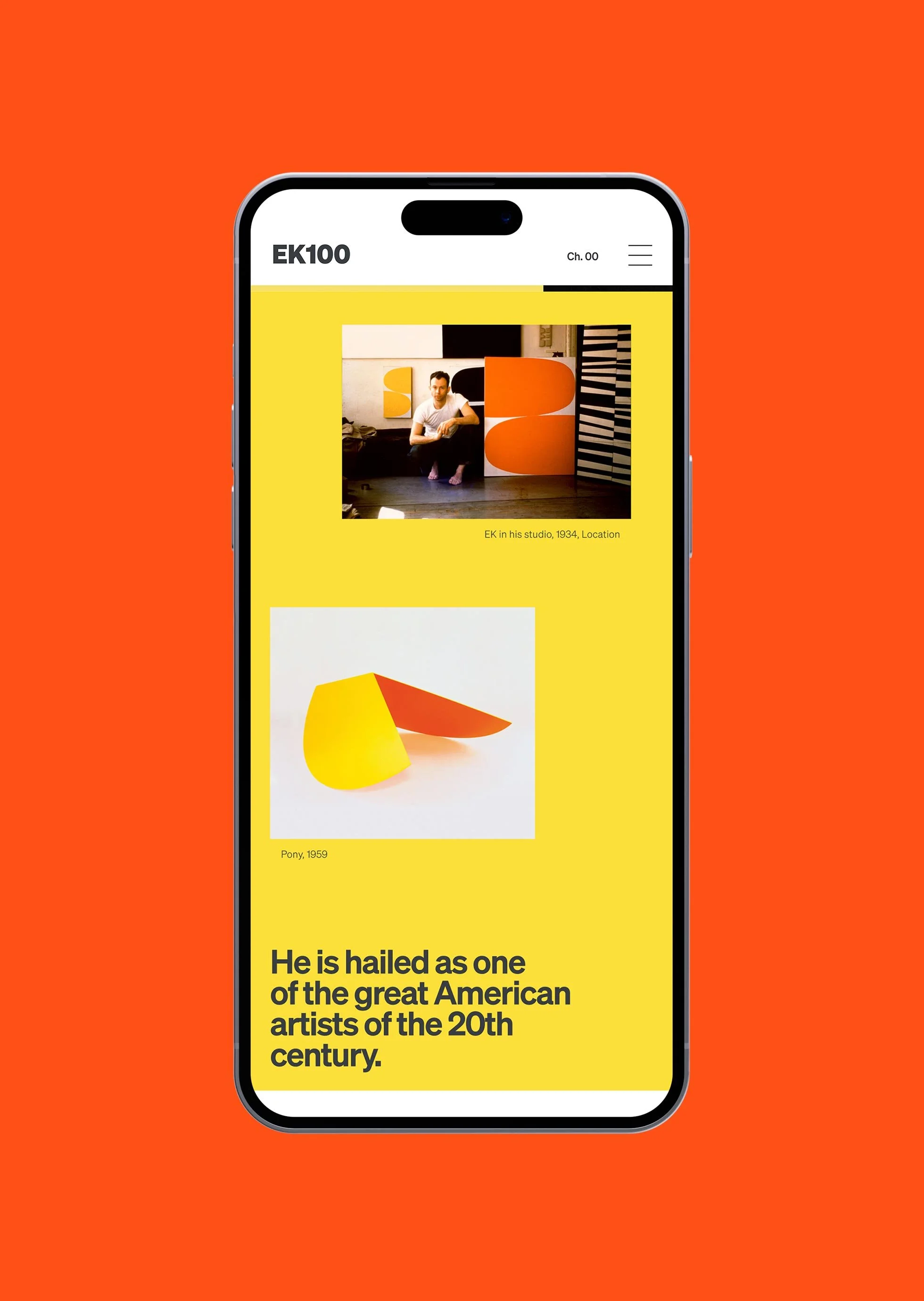 Example mobile website and graphic design for Ellsworth Kelly art exhibit