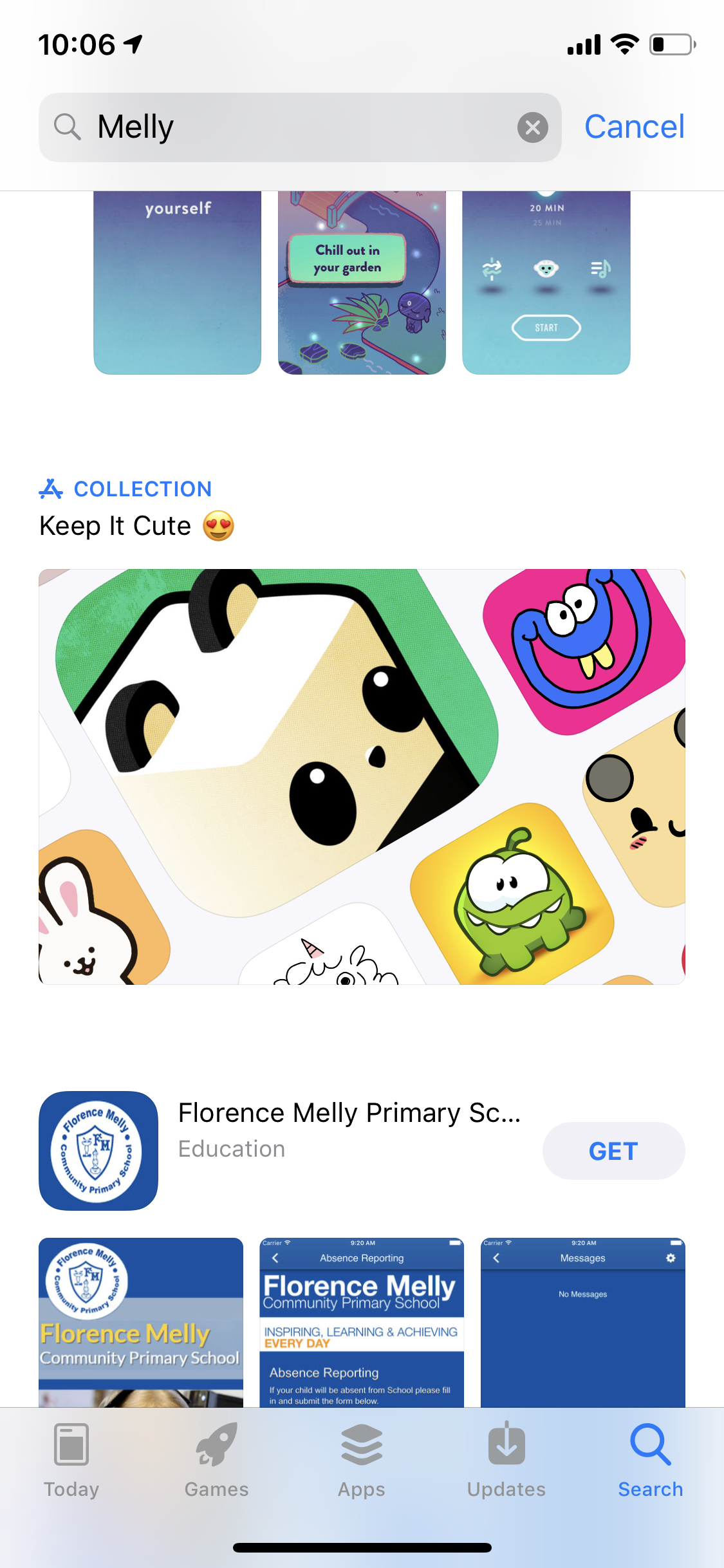 Melly app design as shown in app store and on keep it cute collection