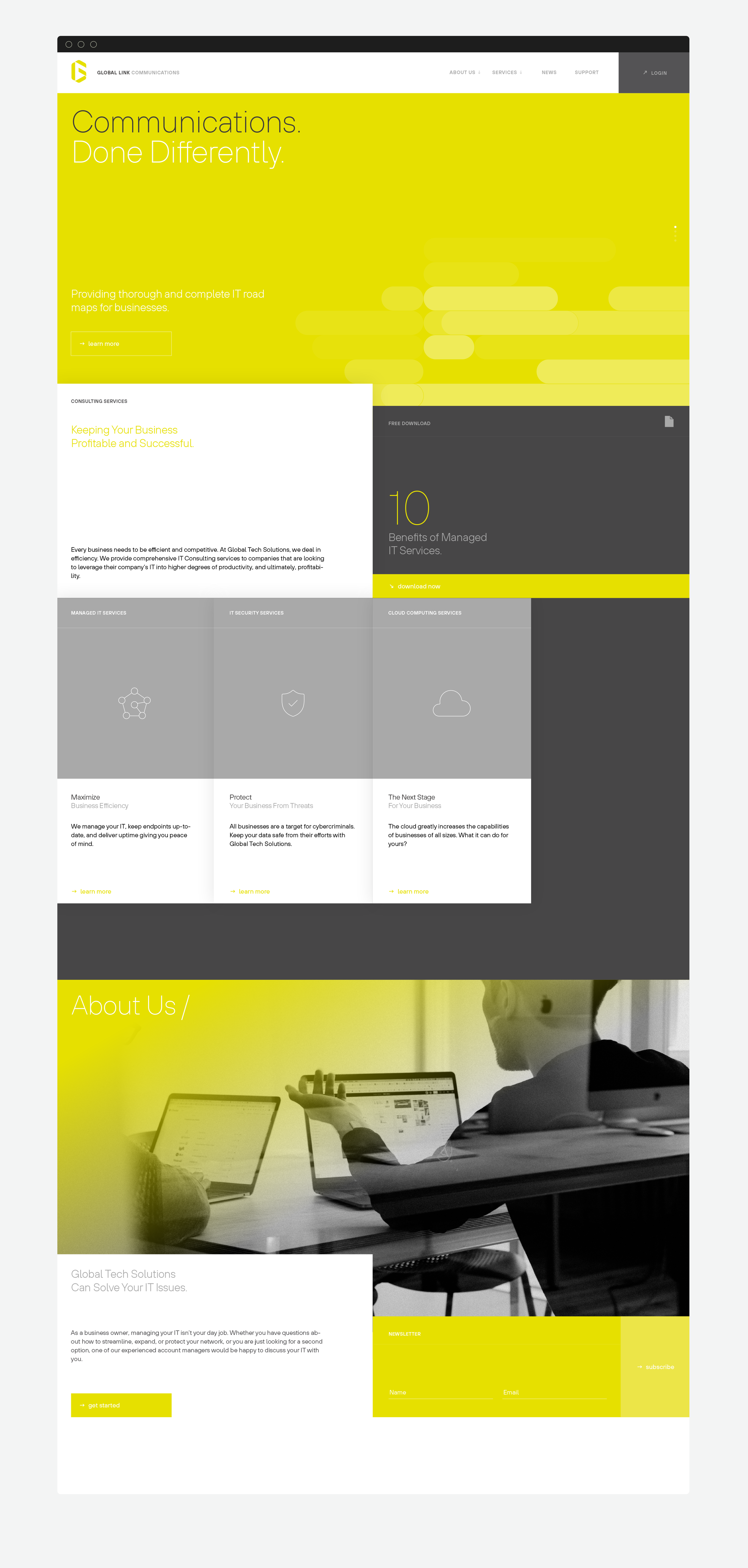 Web design for Global Tech rebrand