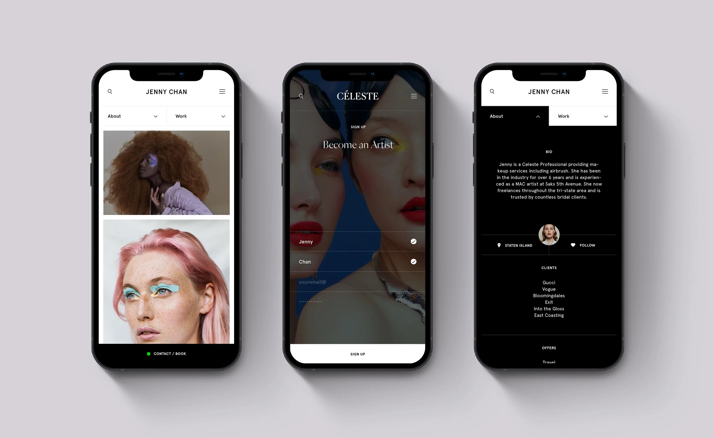 Mobile web design for beauty company