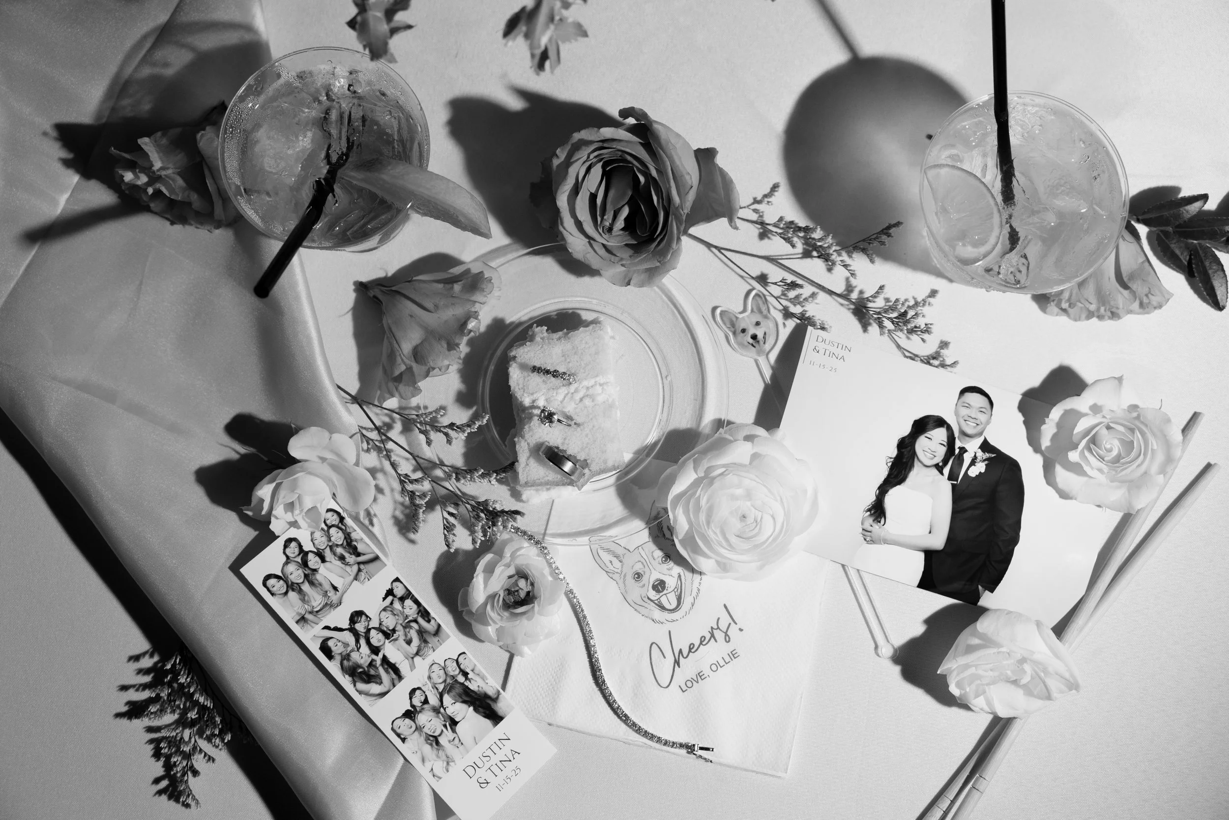 Glam booth prints wedding favors in OKC table decor