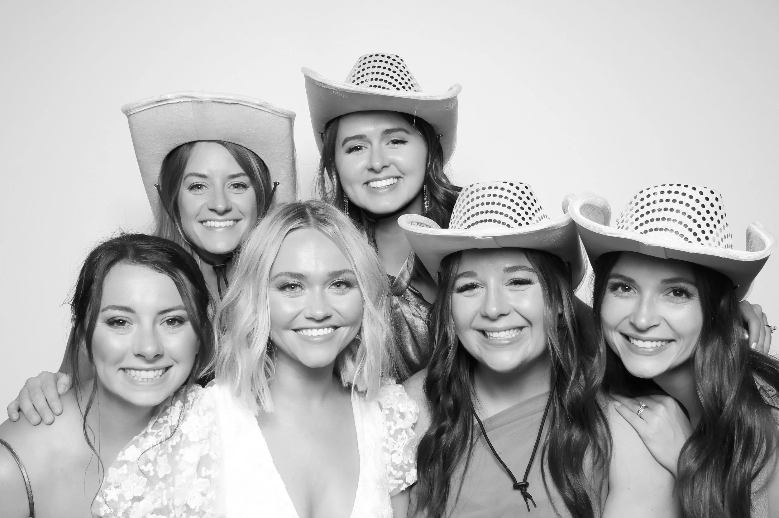 Glam photo booth picture with bride