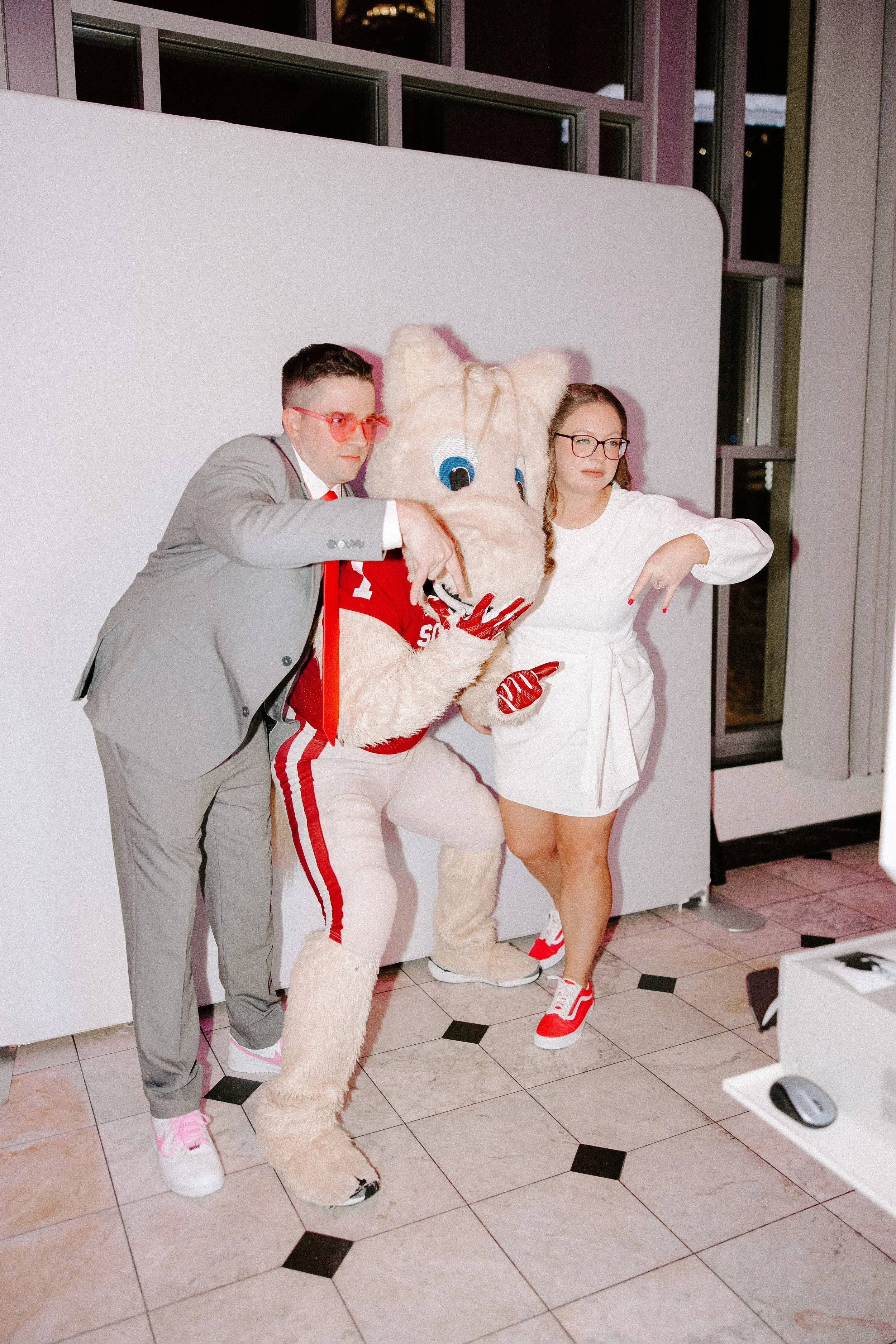 Bride and groom pose for Glam Booth in OKC