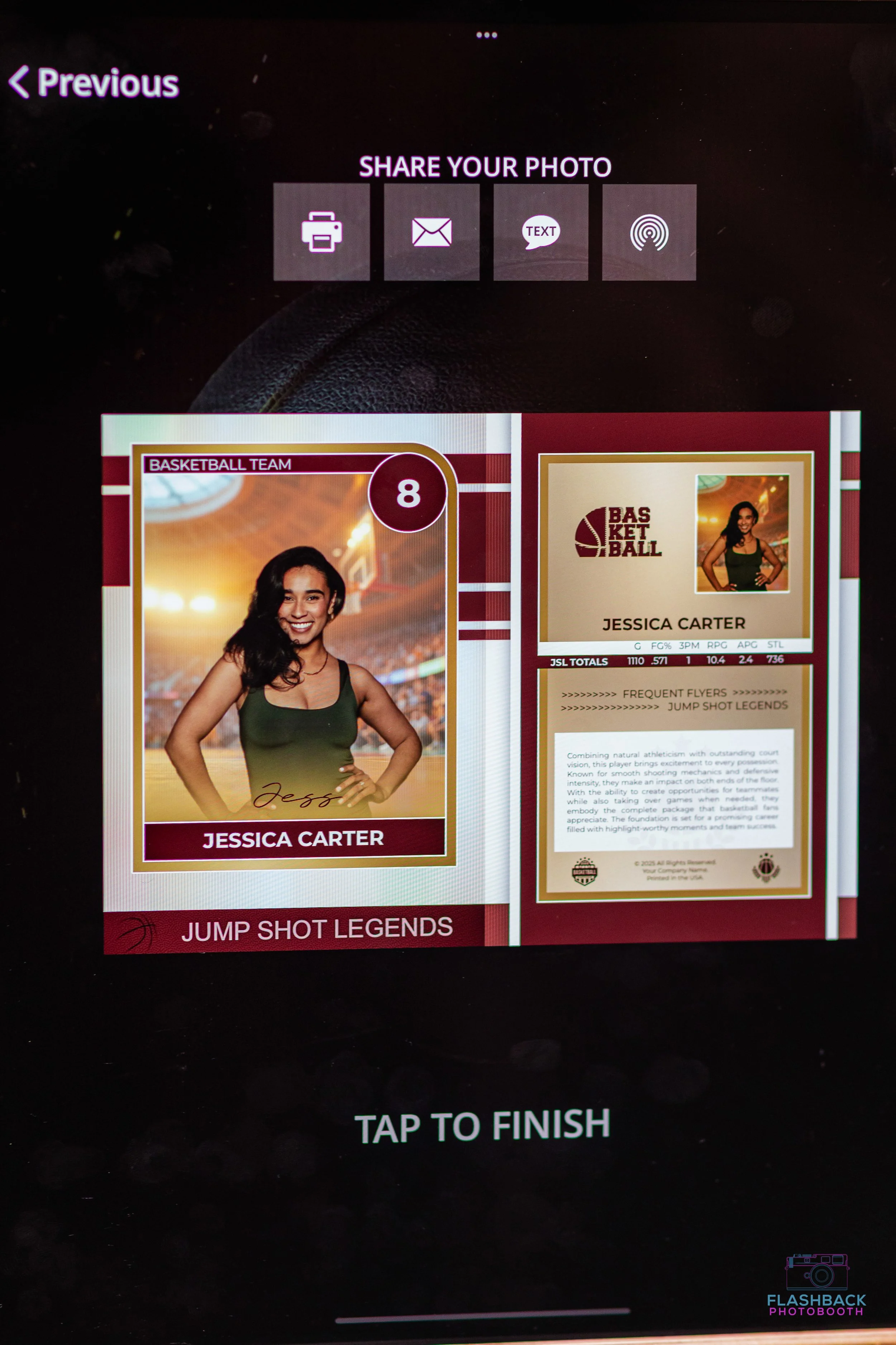 Trading Card Photo Booth sharing screen