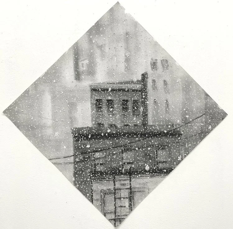 Untitled, charcoal on disrupted paper, 36" x 36" 2000