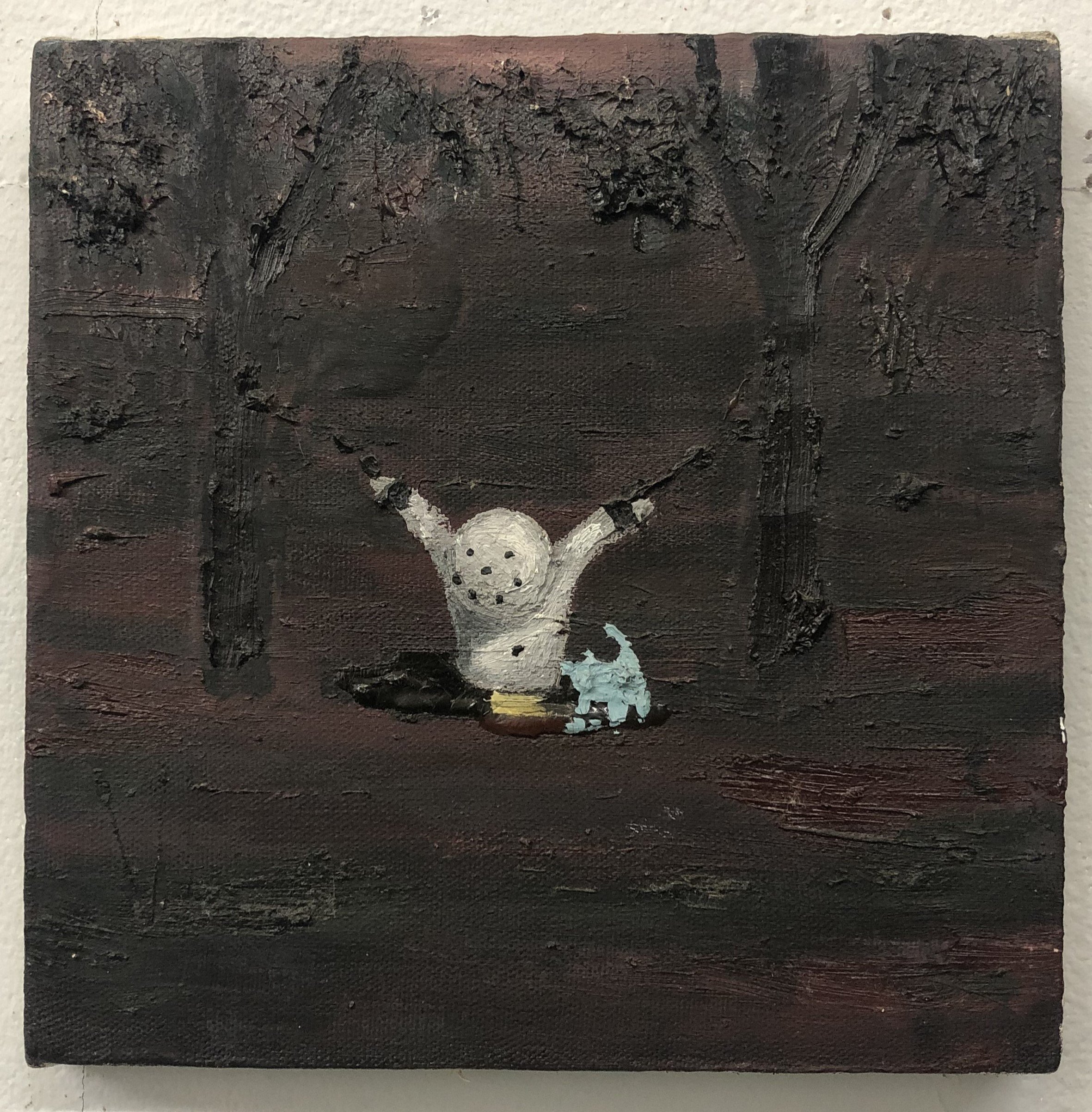 "Snowman" Oil on Canvas, 8" x 8",  $450.00