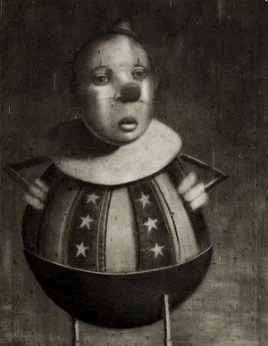 "Large Clown" , Charcoal on Paper, 50" x 38" 2005
