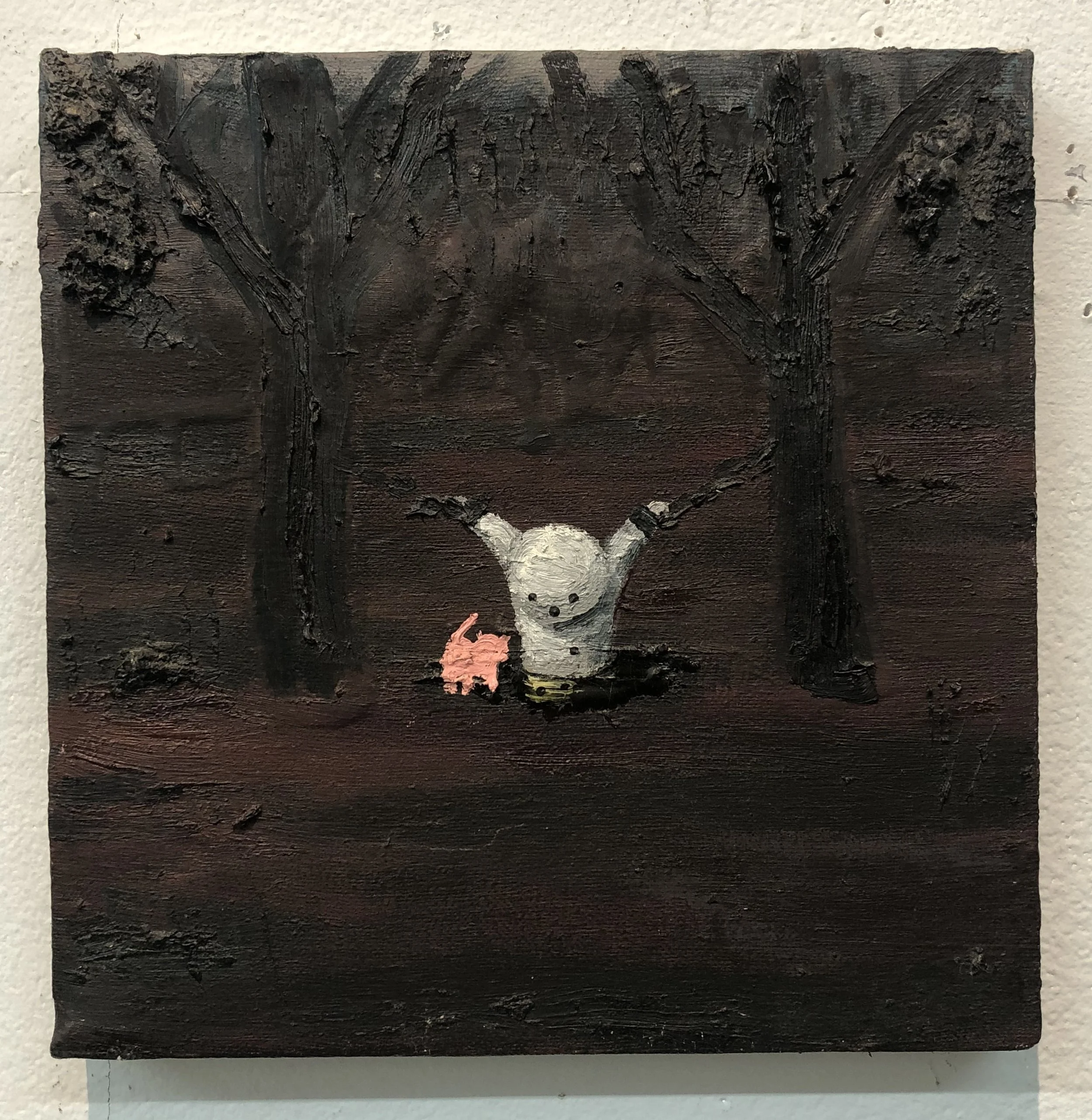 "Snowman" Oil on Canvas, 8" x 8",  $450.00