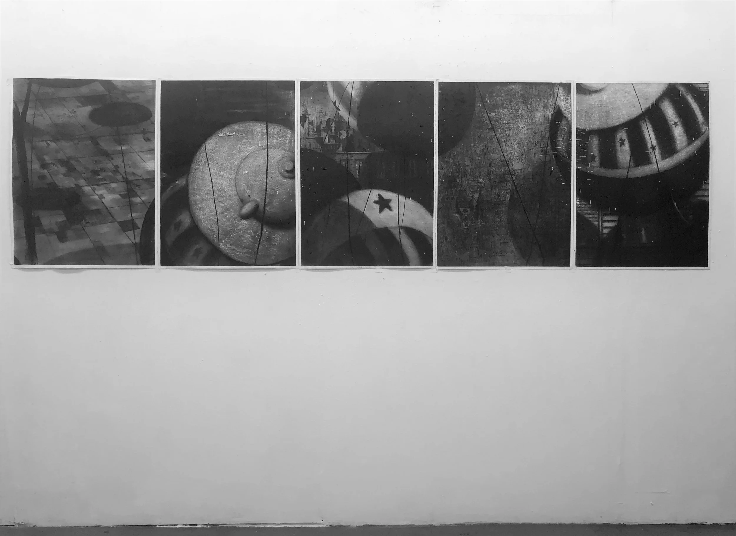 The Parade Route", Charcoal on paper , 32" x 110 " completed 2012