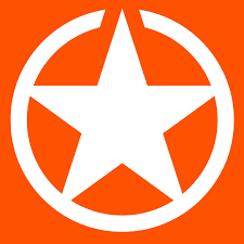 White star inside a circle on an orange background