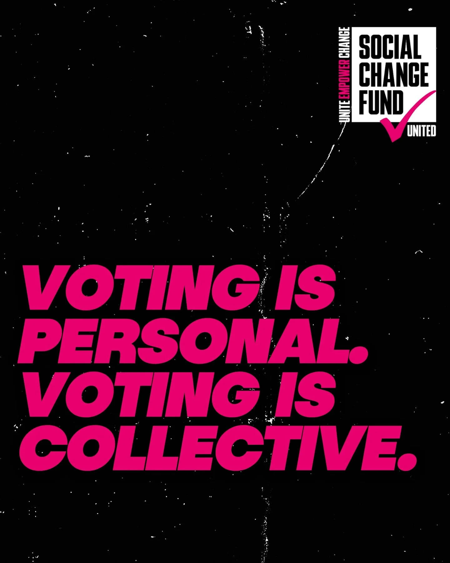 Voting is personal. 
Voting is collective. 
Talk to your people. 
Bring someone with you. 

Get resources at the link in bio.