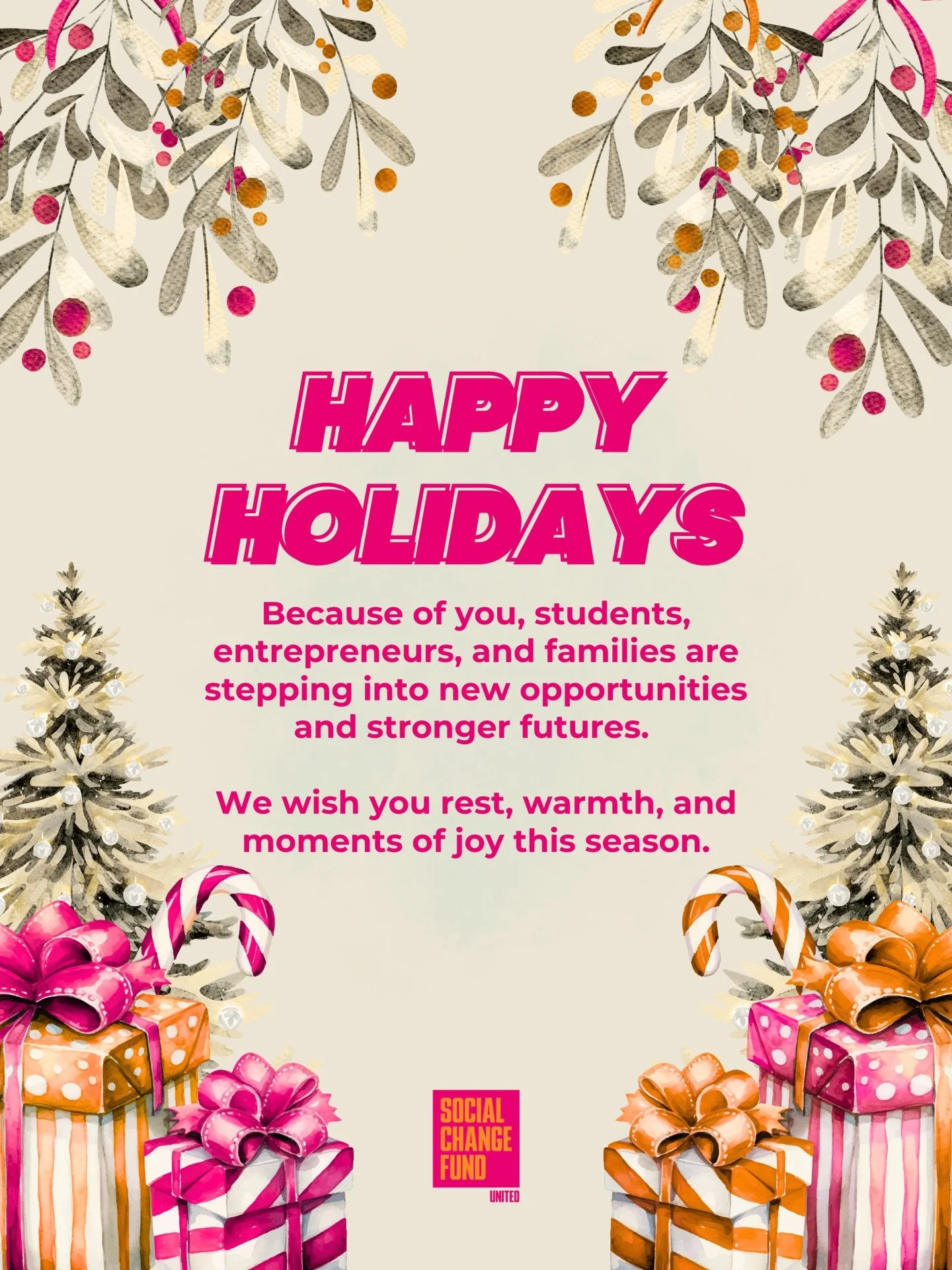 Happy Holidays! As the year comes to a close, we&rsquo;re filled with gratitude. Because of you, students, entrepreneurs, and families are stepping into new opportunities and stronger futures.&nbsp;

Wishing you rest, warmth, and moments of joy this 