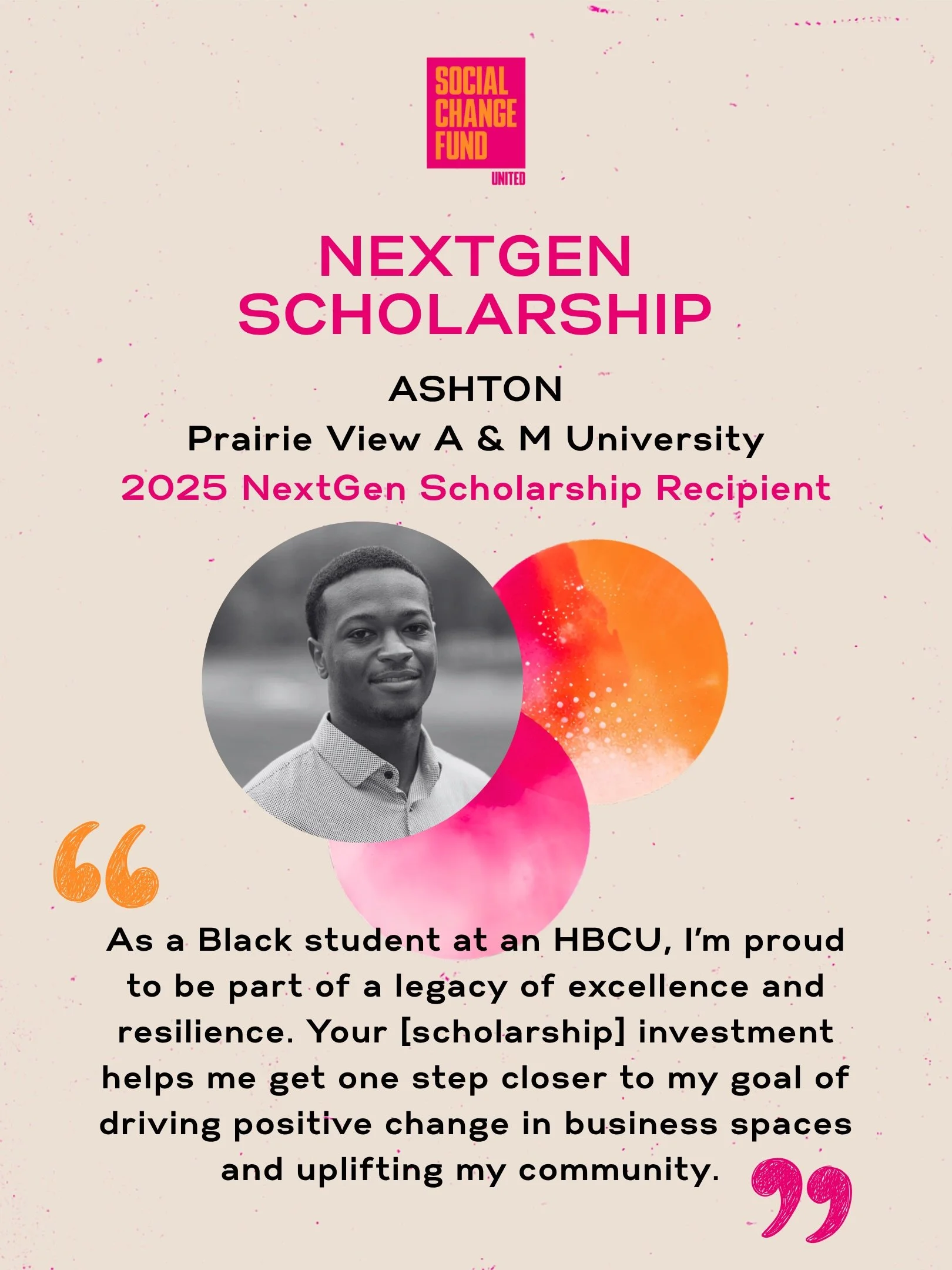 Through the SCFU NextGen Scholarship, we&rsquo;ve supported young leaders who are building, learning, and stepping into what&rsquo;s next.

&mdash;&mdash;&mdash;

🎓HBCU students, our 2026 NextGen Scholarship is live!

APPLY NOW. Link in bio.