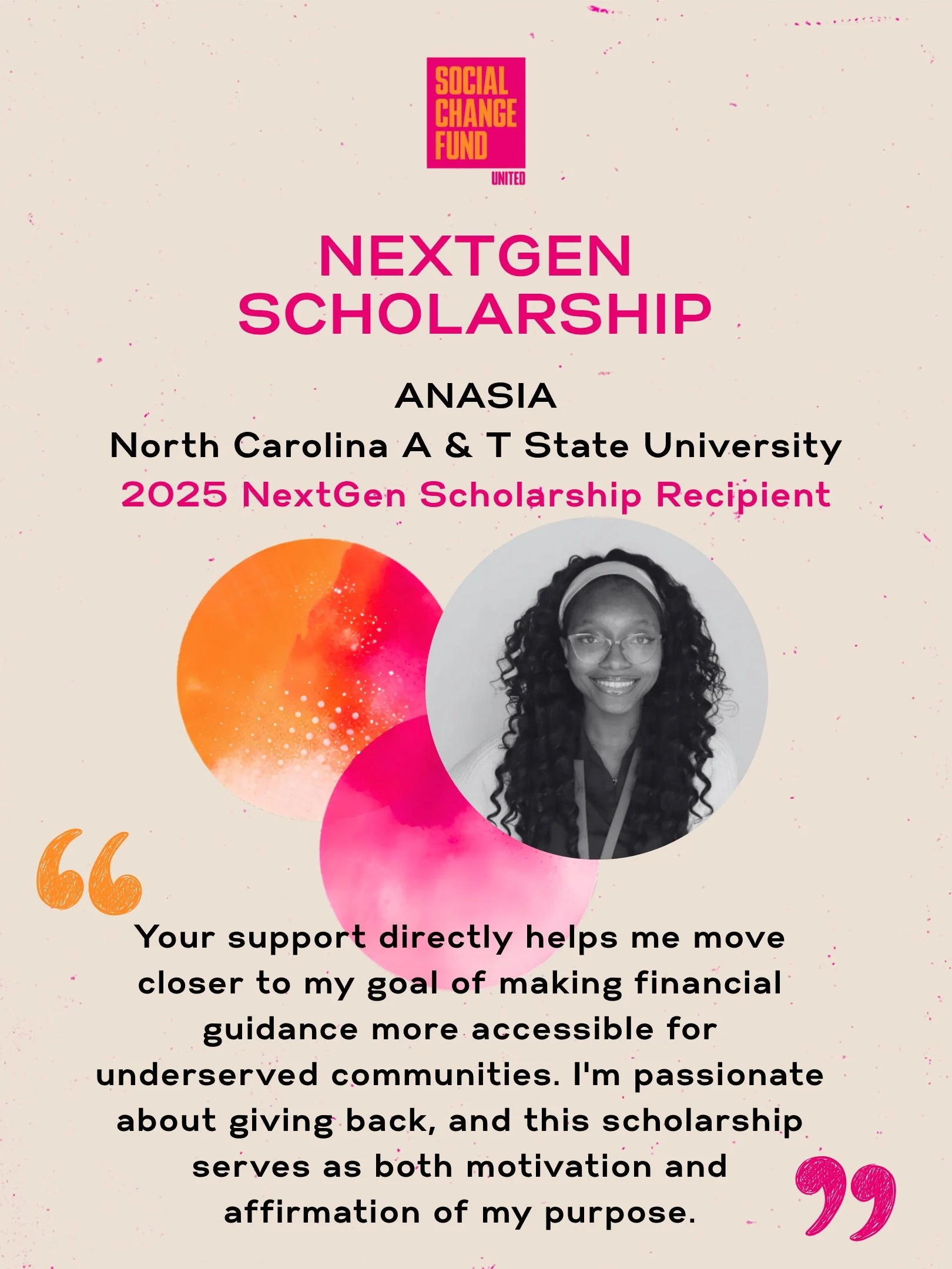 Through the SCFU NextGen Scholarship, we&rsquo;ve supported young leaders who are building, learning, and stepping into what&rsquo;s next. 

HBCU students, our 2026 NextGen Scholarship is live!

APPLY NOW. Application deadline extended to June 15. 

