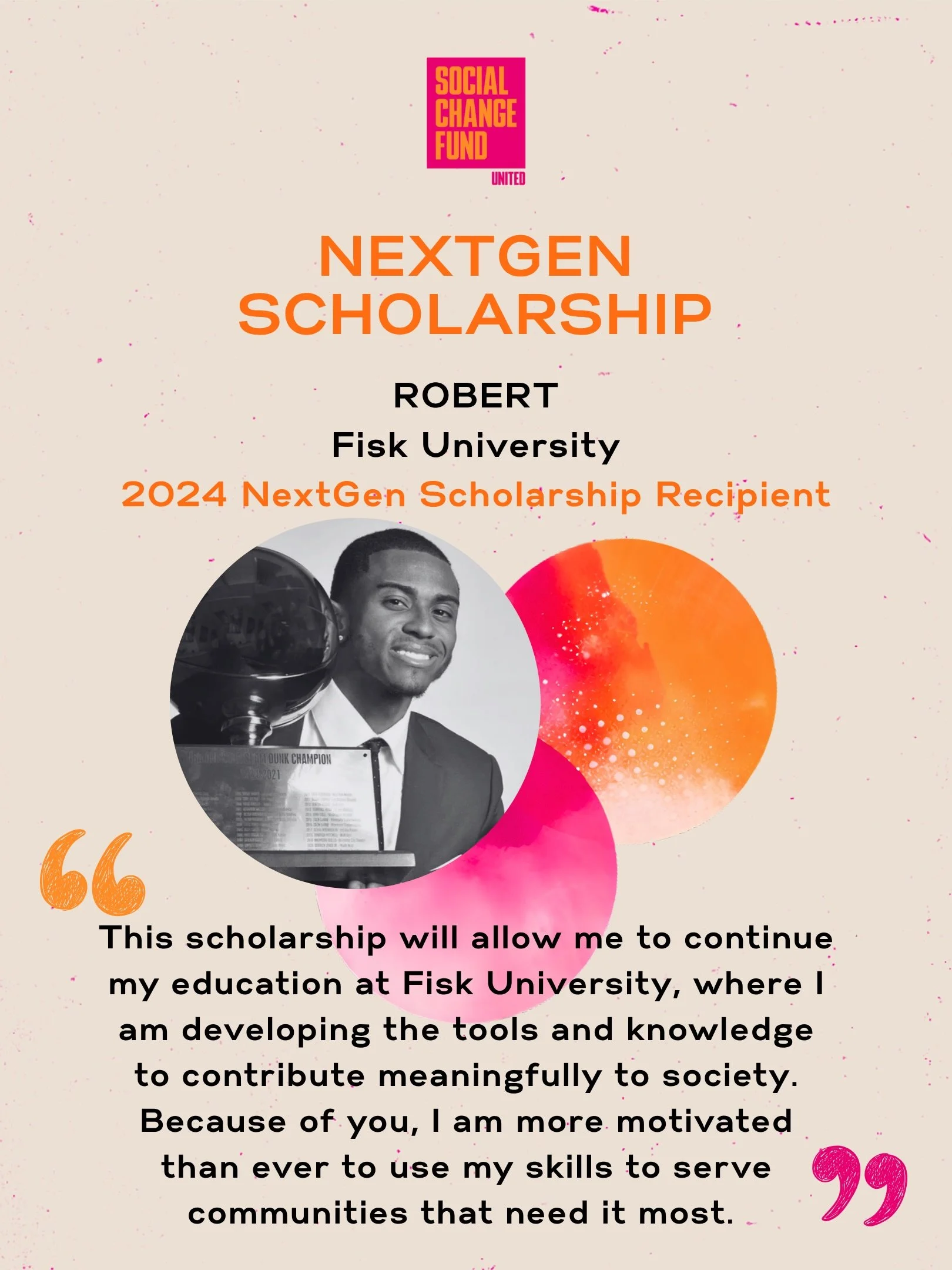 Through the SCFU NextGen Scholarship, we&rsquo;ve supported young leaders who are building, learning, and stepping into what&rsquo;s next.

HBCU students, our 2026 NextGen Scholarship is live!

APPLY NOW. Application deadline extended to JUNE 15!

Li