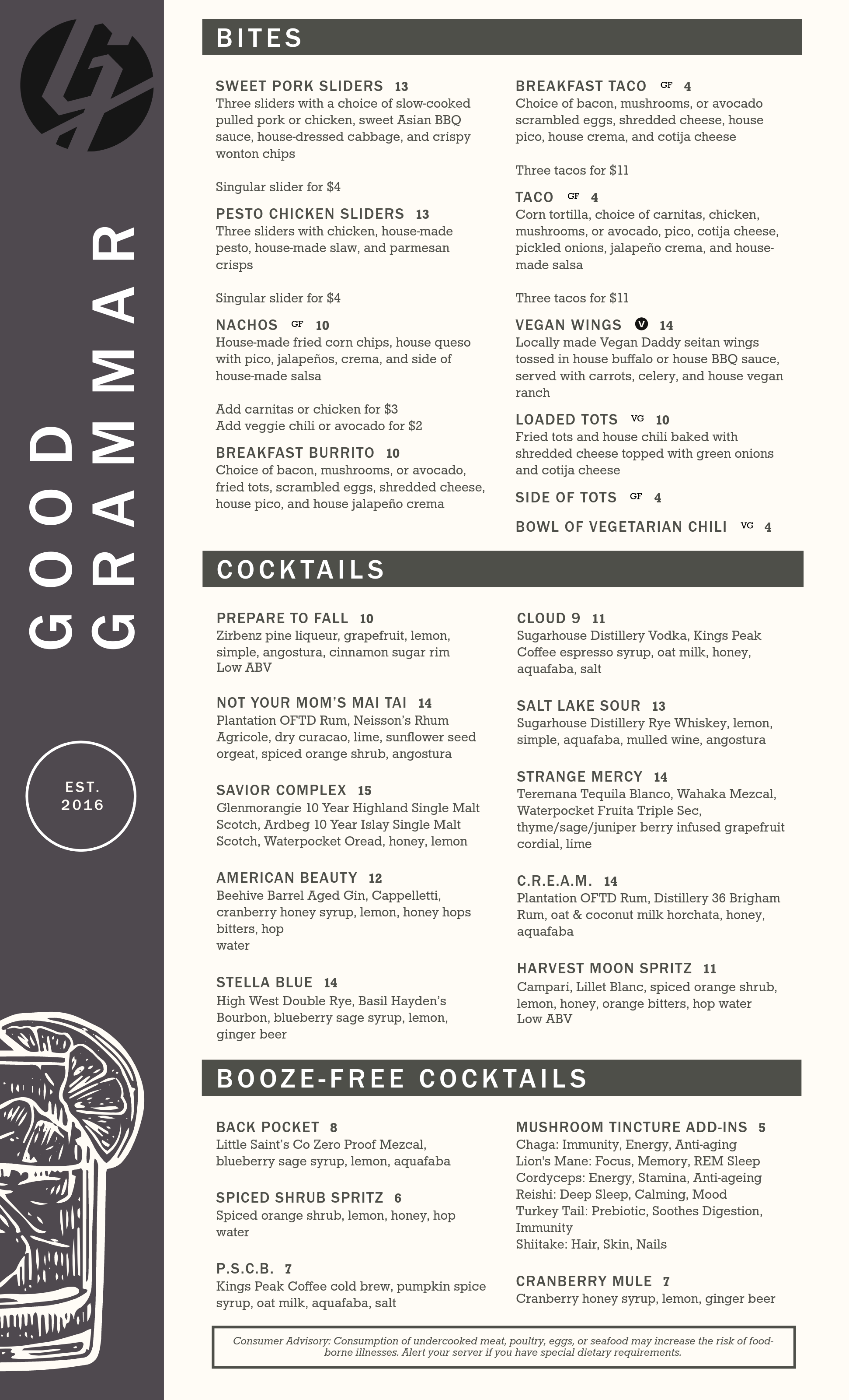 Menu — Good Grammar