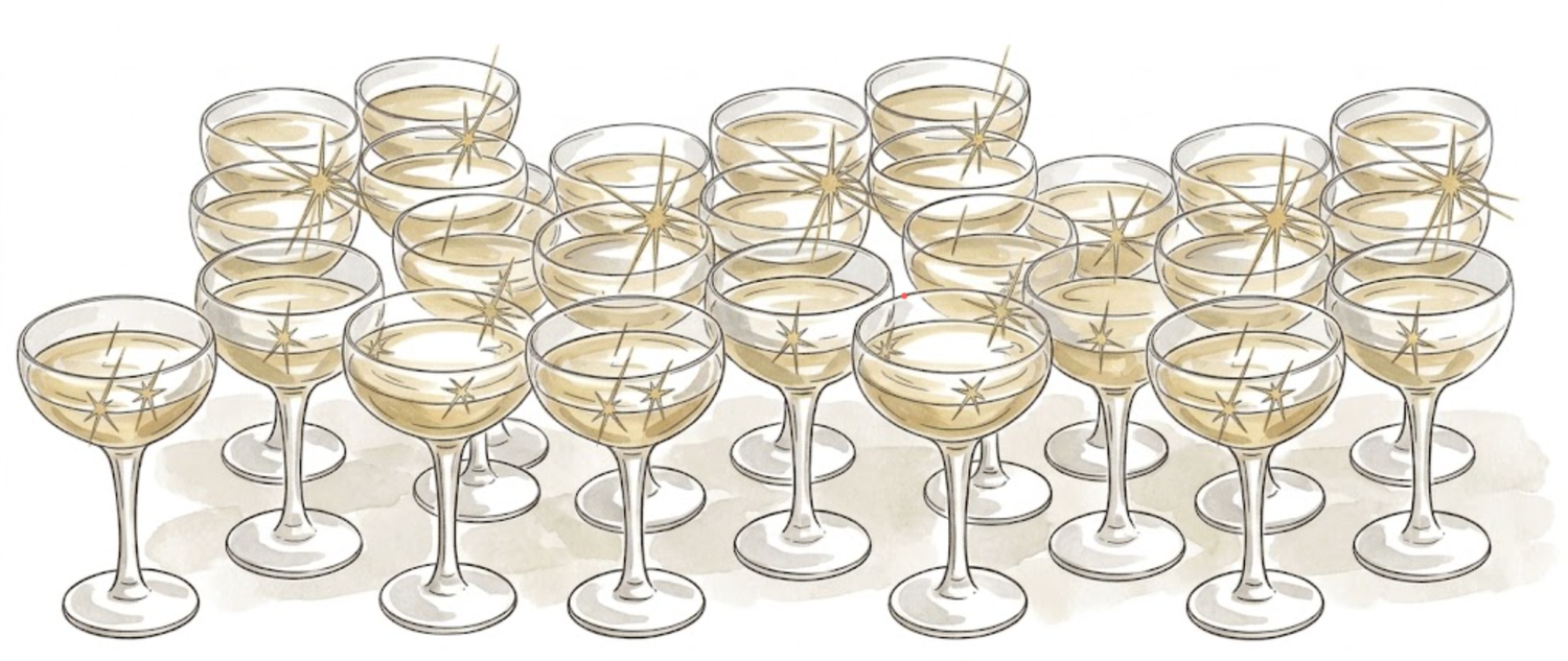 Champagne pour for holiday cocktail hour