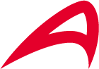 Red stylized swoosh or check mark.