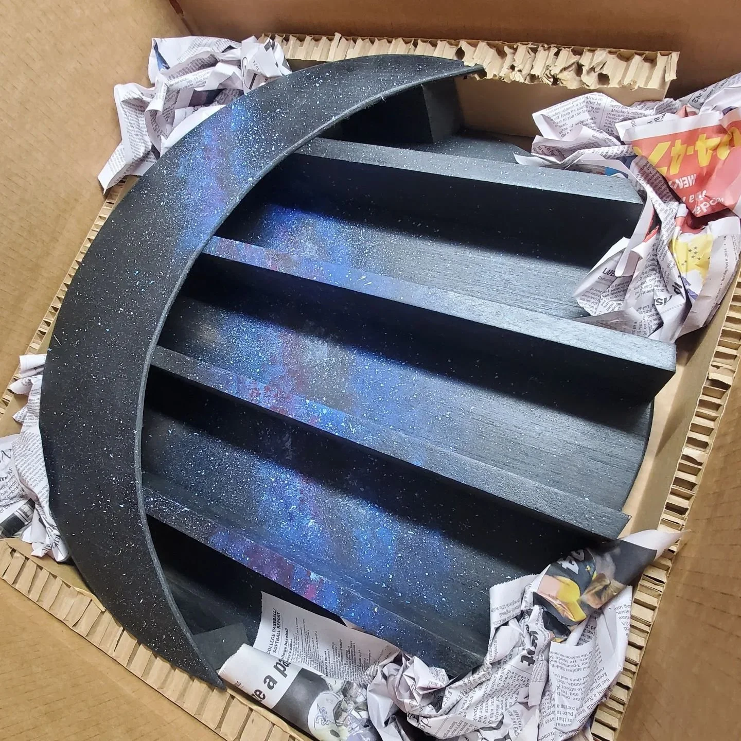 Galaxy moon shelf headeding to its new home.