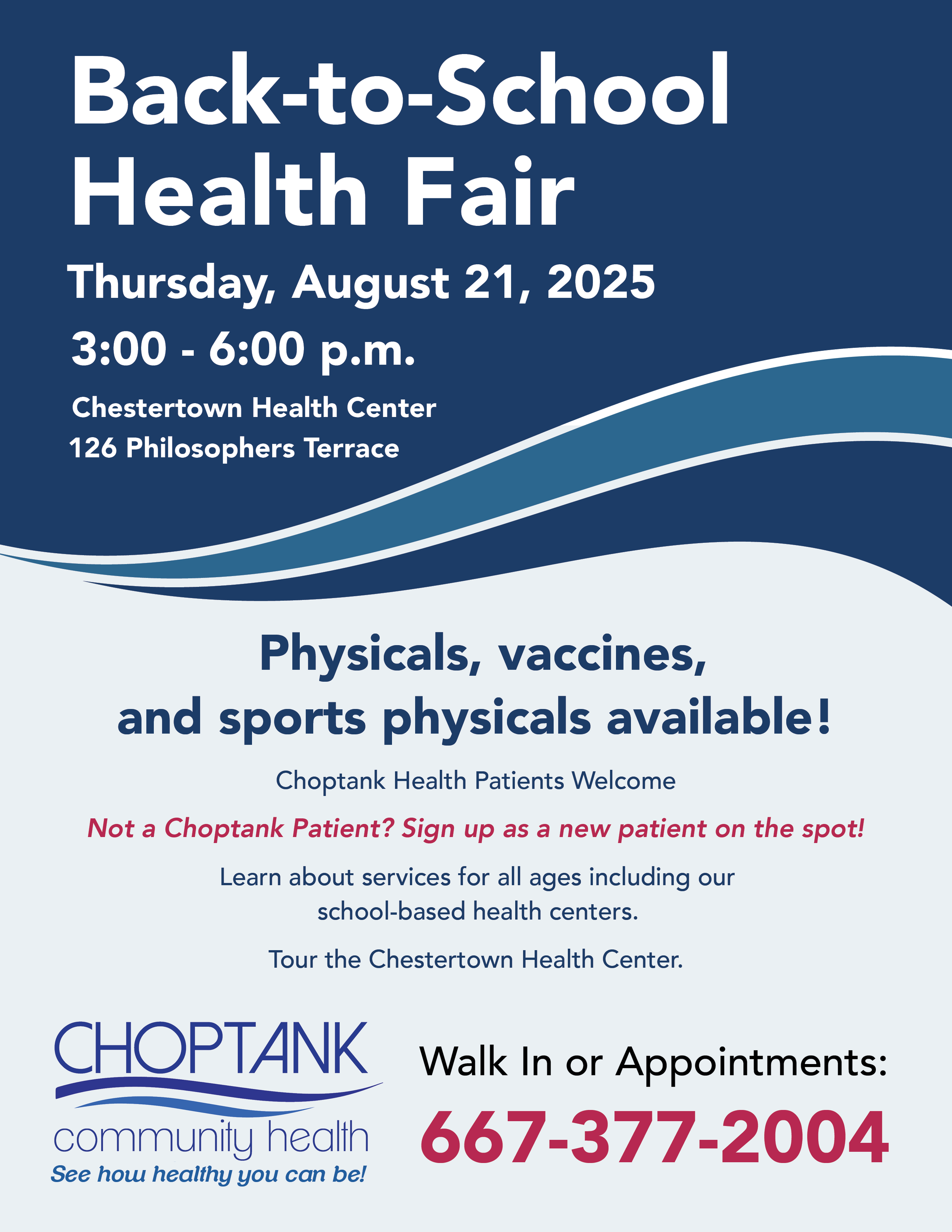 Back-to-School Health Fair in Chestertown this August 21