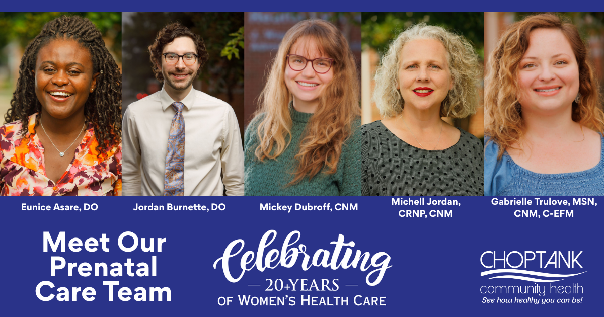 Photo of five prenatal care team members, Choptank Health