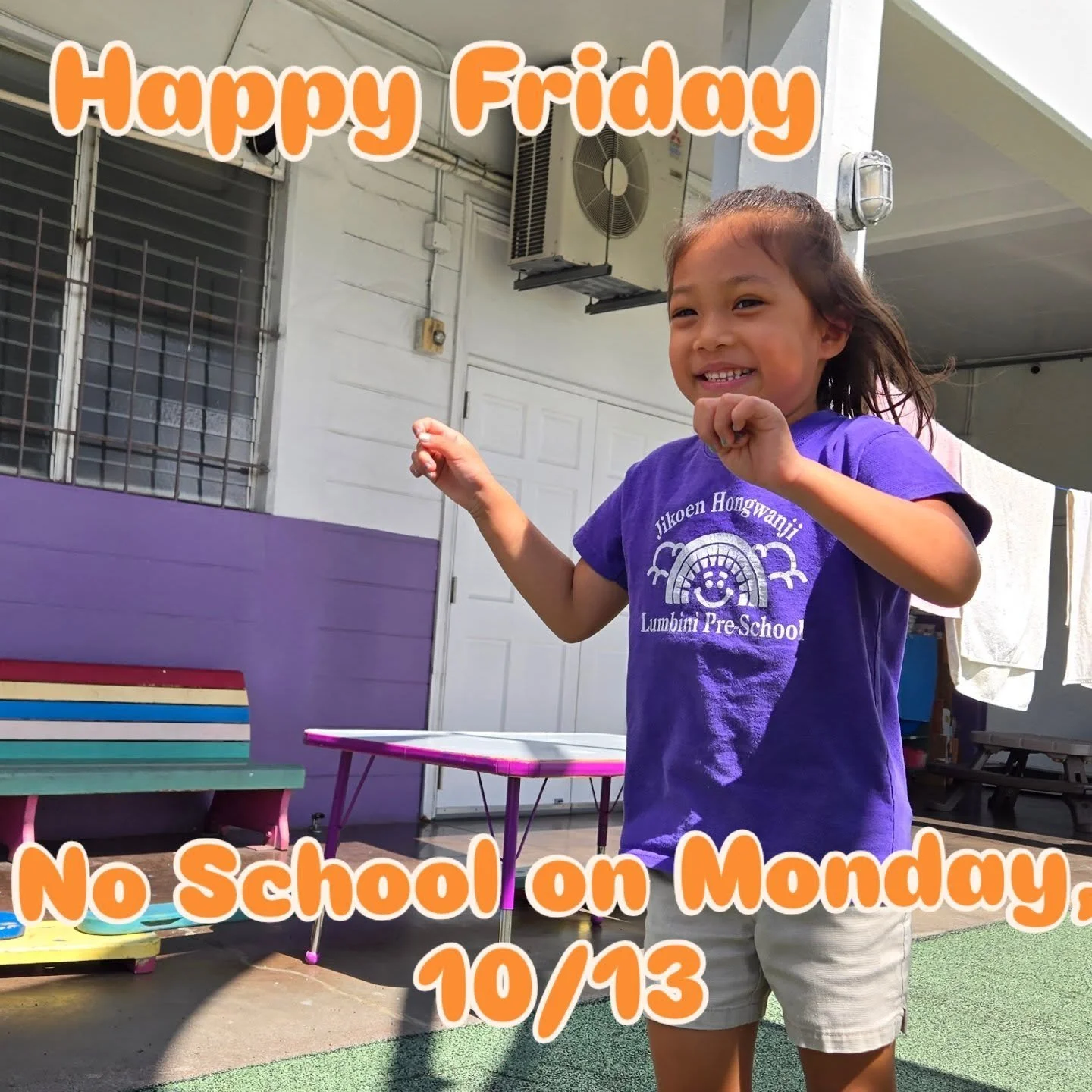 Happy Aloha Friday! 🌺
No school on Monday, October 13 &mdash; enjoy the three-day weekend! 🎉

#lumbinipreschool
#hawaiimom
#hawaiimommy
#hawaiilife
#kidsartwork
#preschoolhawaii
#preschool
#hawaii
#honolulu
#school
#toddlerhood
#toddlergirl
#toddle