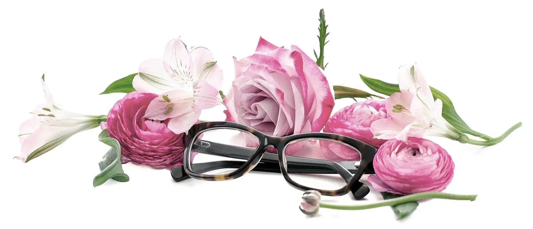 purple flowers with glasses