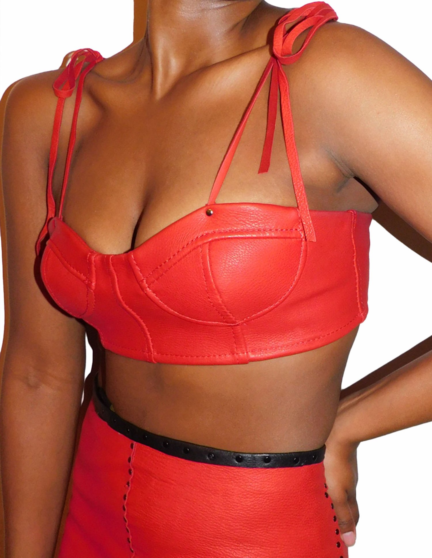 Red Leather Bandeau Top — Leatheracci
