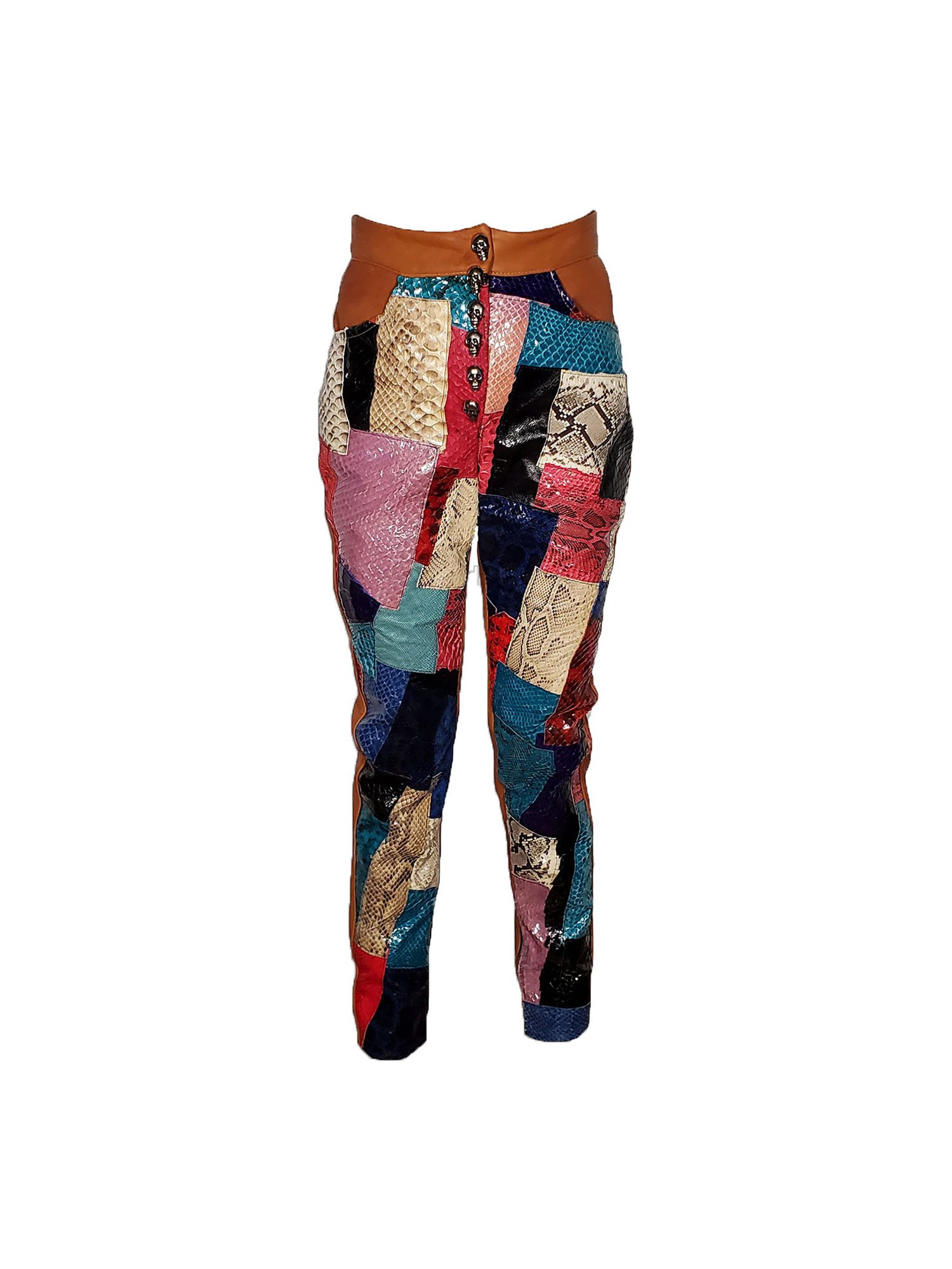 Multi-color Snakeskin Patchwork Pants — Leatheracci