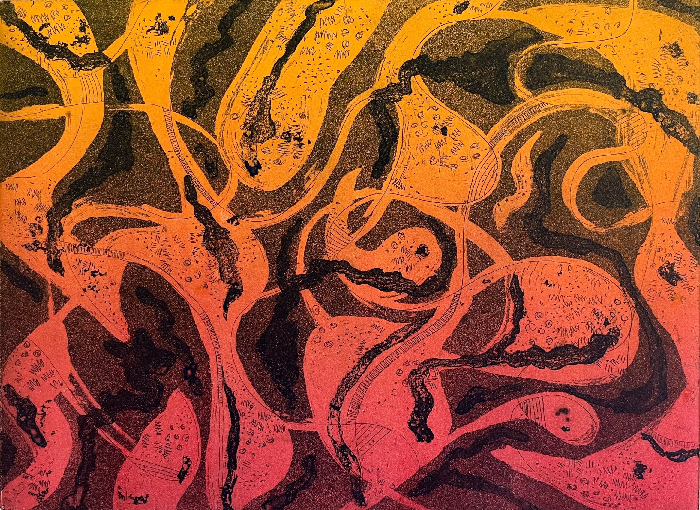 Sliding II, VE 3/3 | etching with aquatint, sugarlift, multiviscosity | 8 ¾ x 11 ⅞ | unframed $200