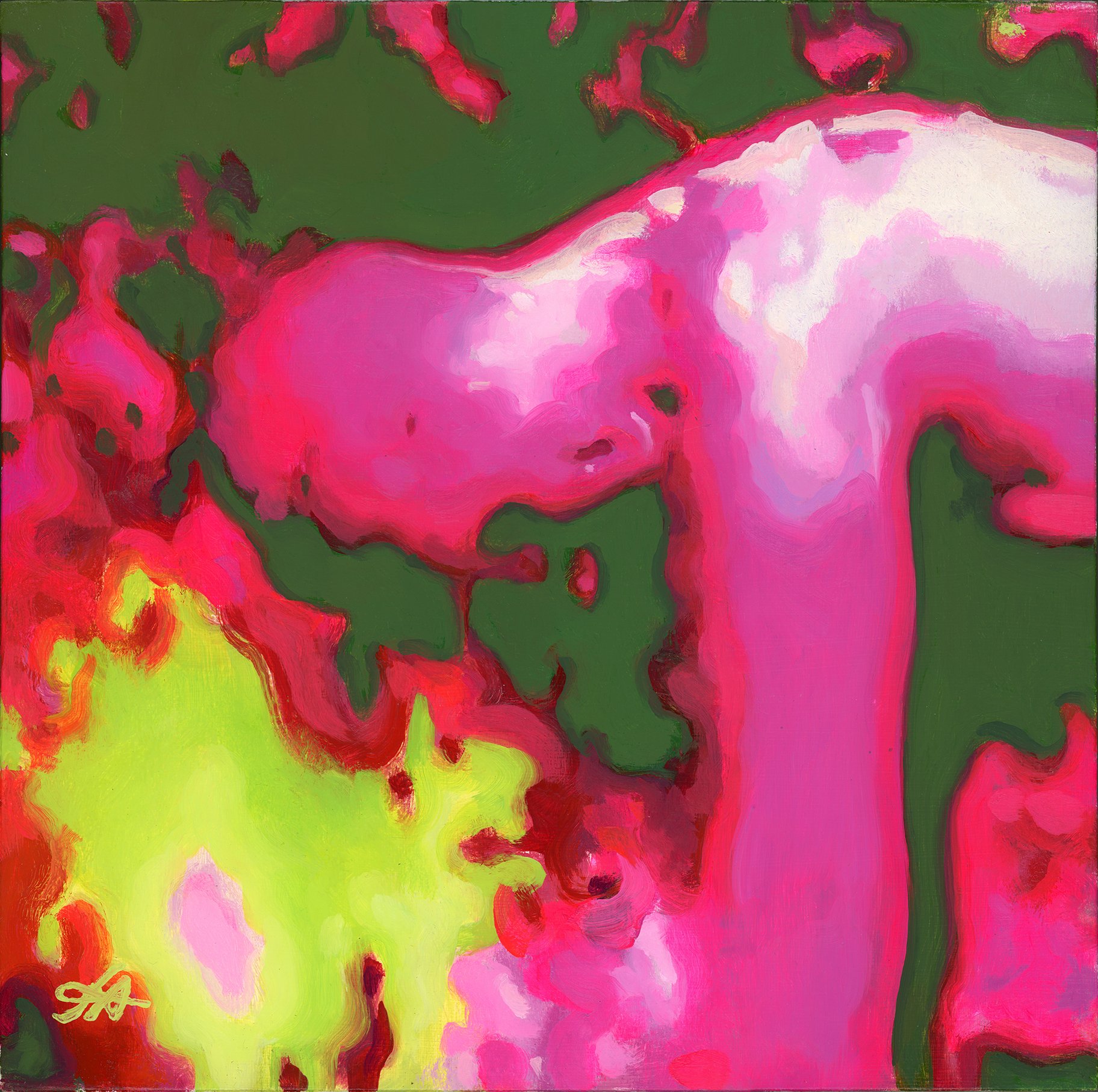 Stretch, oil on board, 12x12, 2025 $750