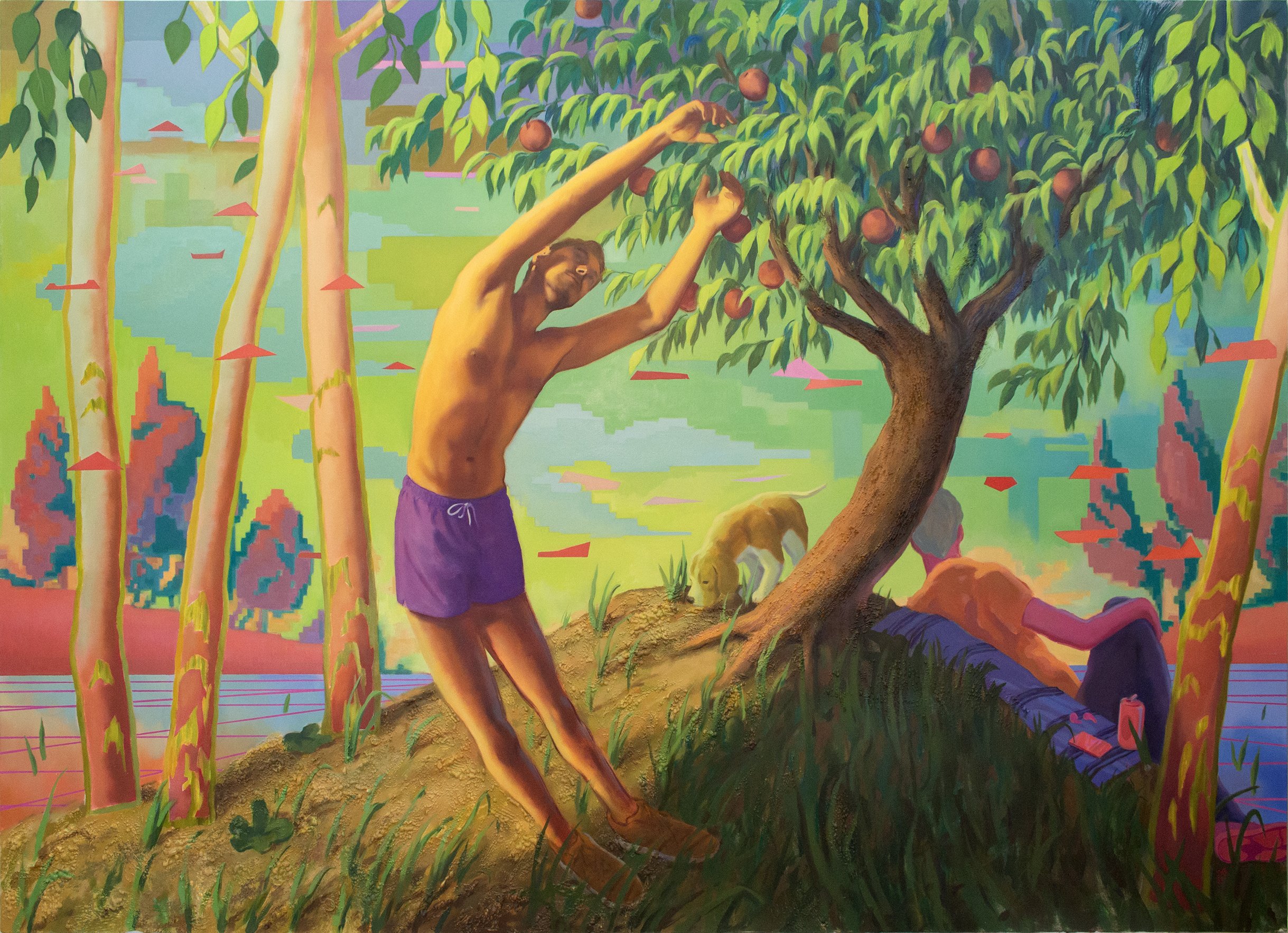 Island, 100x72, oil, acrylic and spray paint on canvas, 2025.