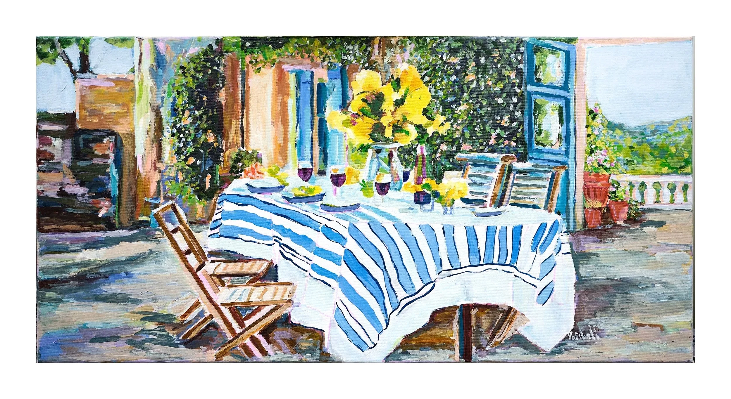 On Vacay, Acrylics on panel (18 x 36)
