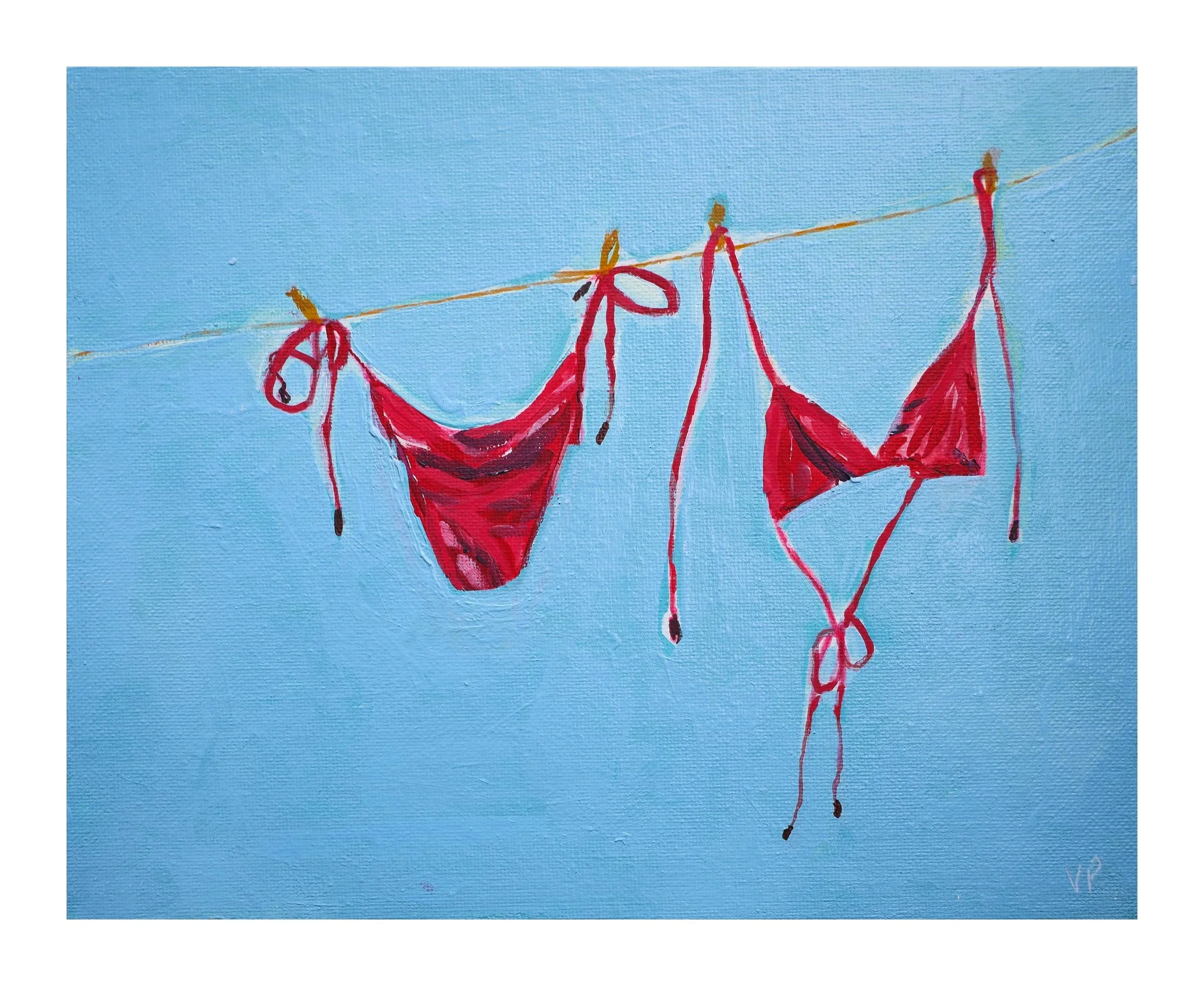 Red Bikini, 6 x 8, acrylics on panel