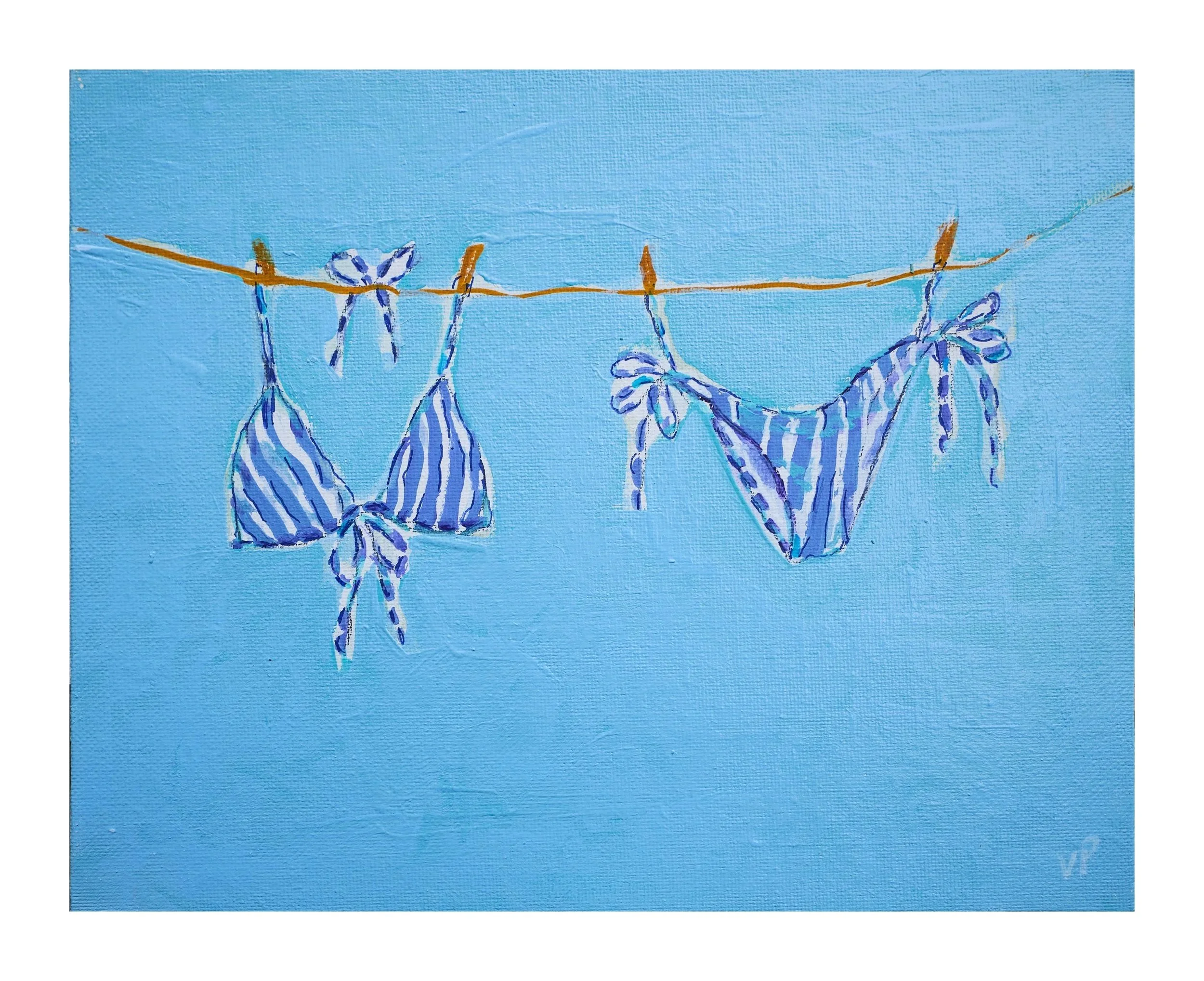 Blue Bikini, 6 x 8, acrylics on panel