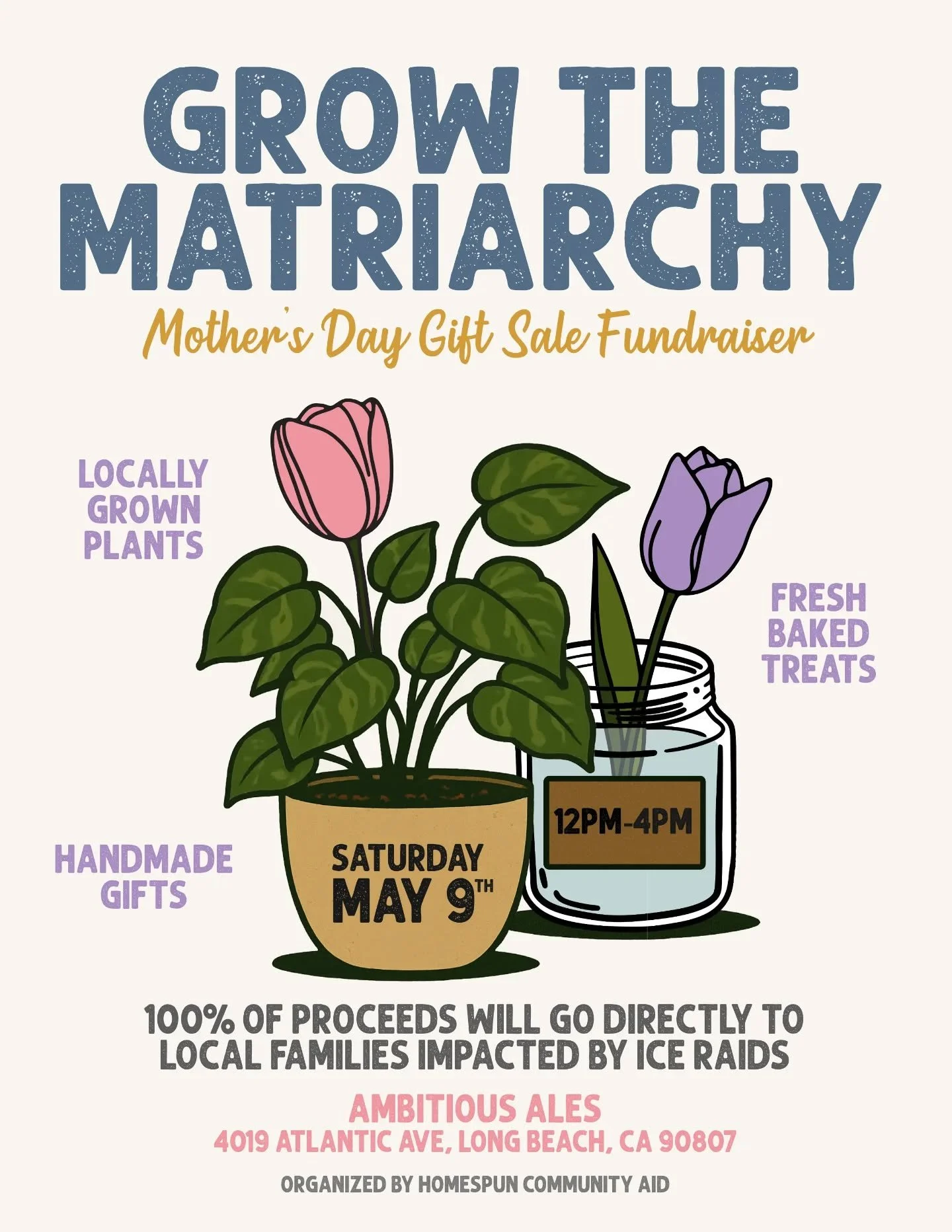 Join us on May 9th at @ambitiousales for a Mother's Day sale fundraiser! Every dollar we make will go directly to local families impacted by ICE raids. 

Come grab a beer and shop for mom (or yourself, we won't tell).